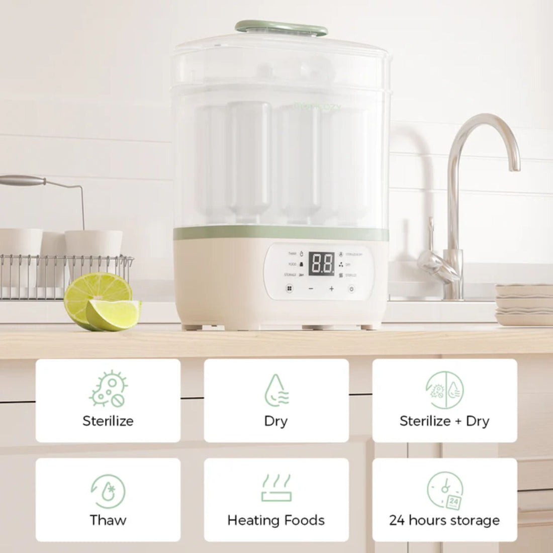 Momcozy BS02 8-In-1 Baby Bottle Steam Sterilizer
and Dryer