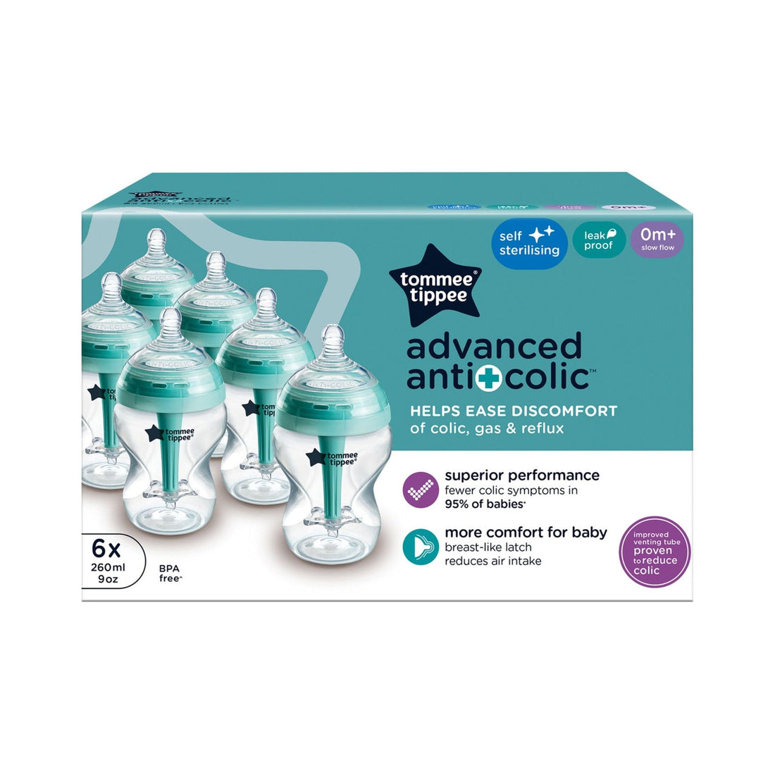 Tommee Tippee Advanced Anti‑Colic 6 x 260ml Bottle