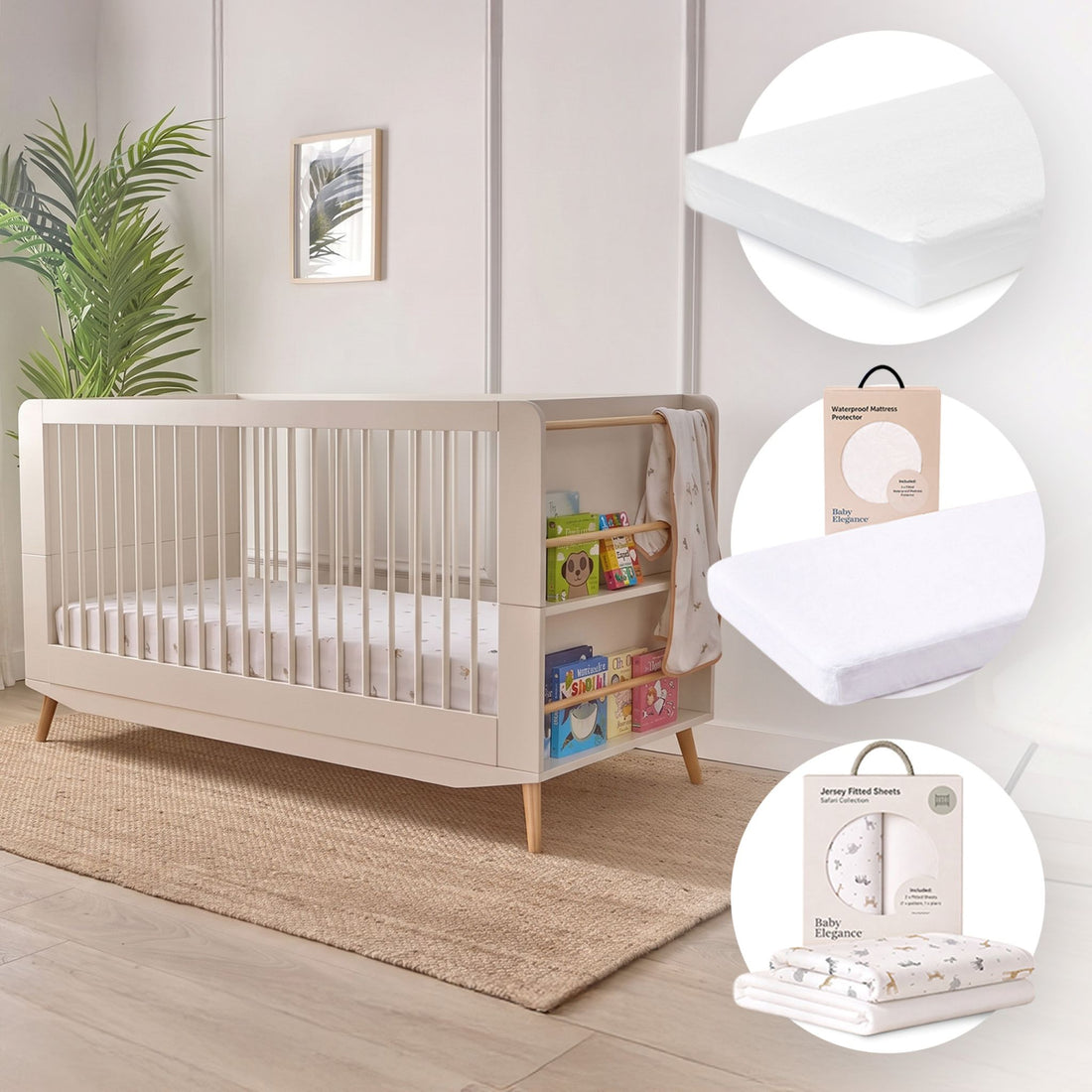 Bandol Cot Bed, Mattress, Sheets & Mattress Protector Bundle