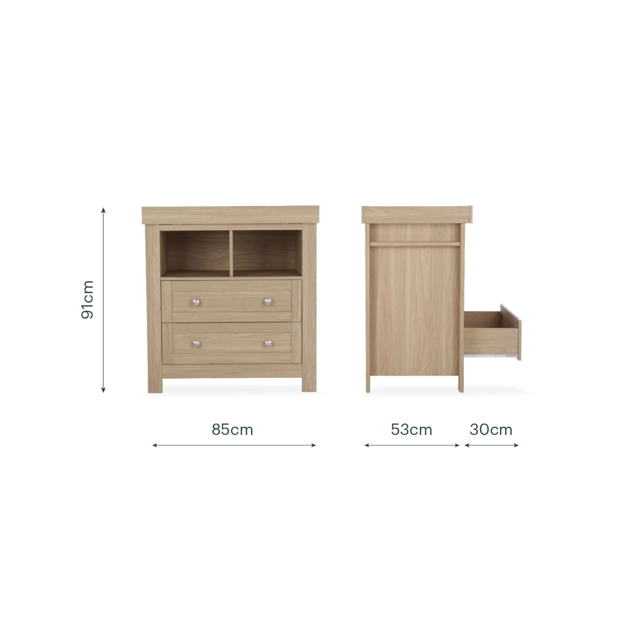 CuddleCo Burford 3 Piece Nursery Furniture Set - Oak