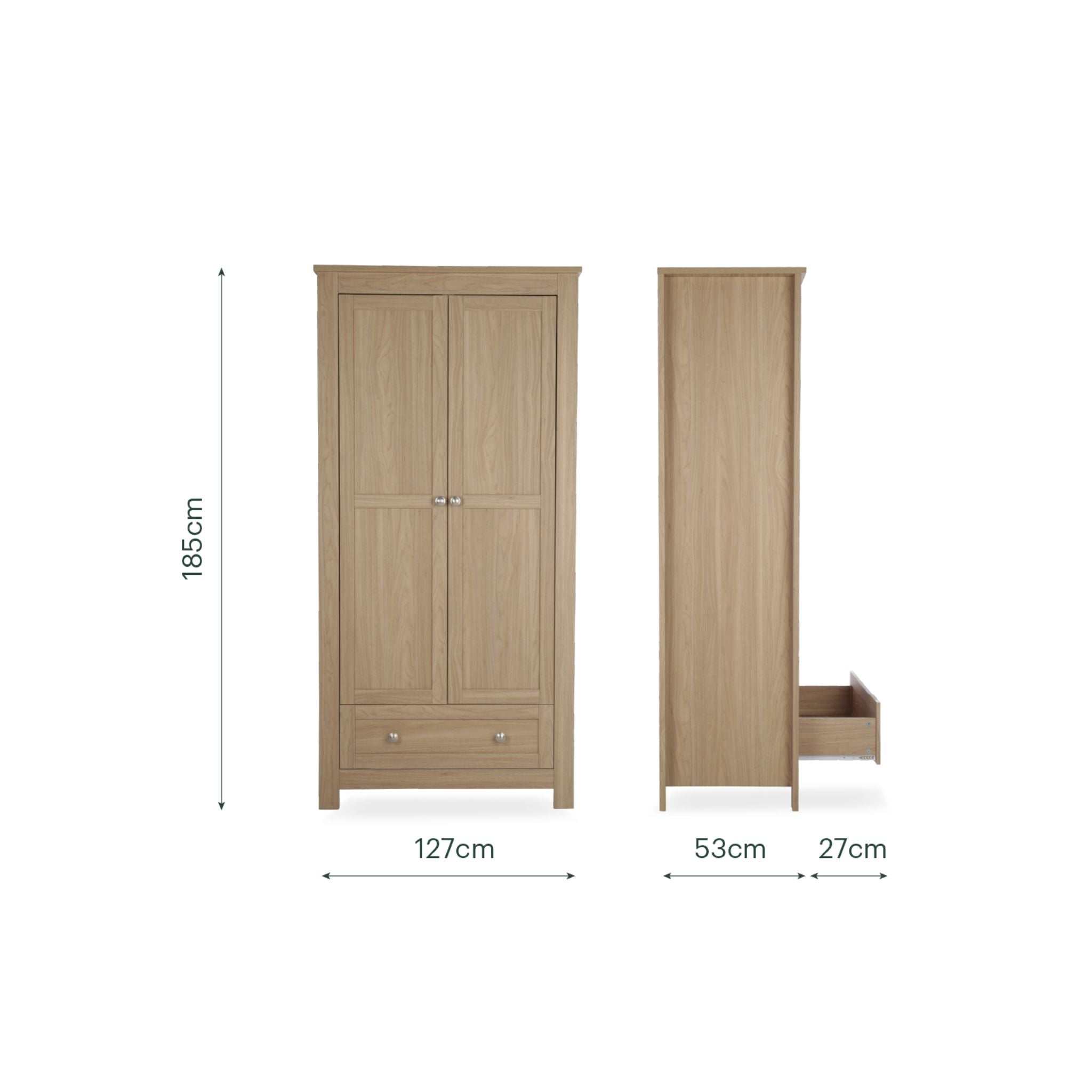 CuddleCo Burford 3 Piece Nursery Furniture Set - Oak