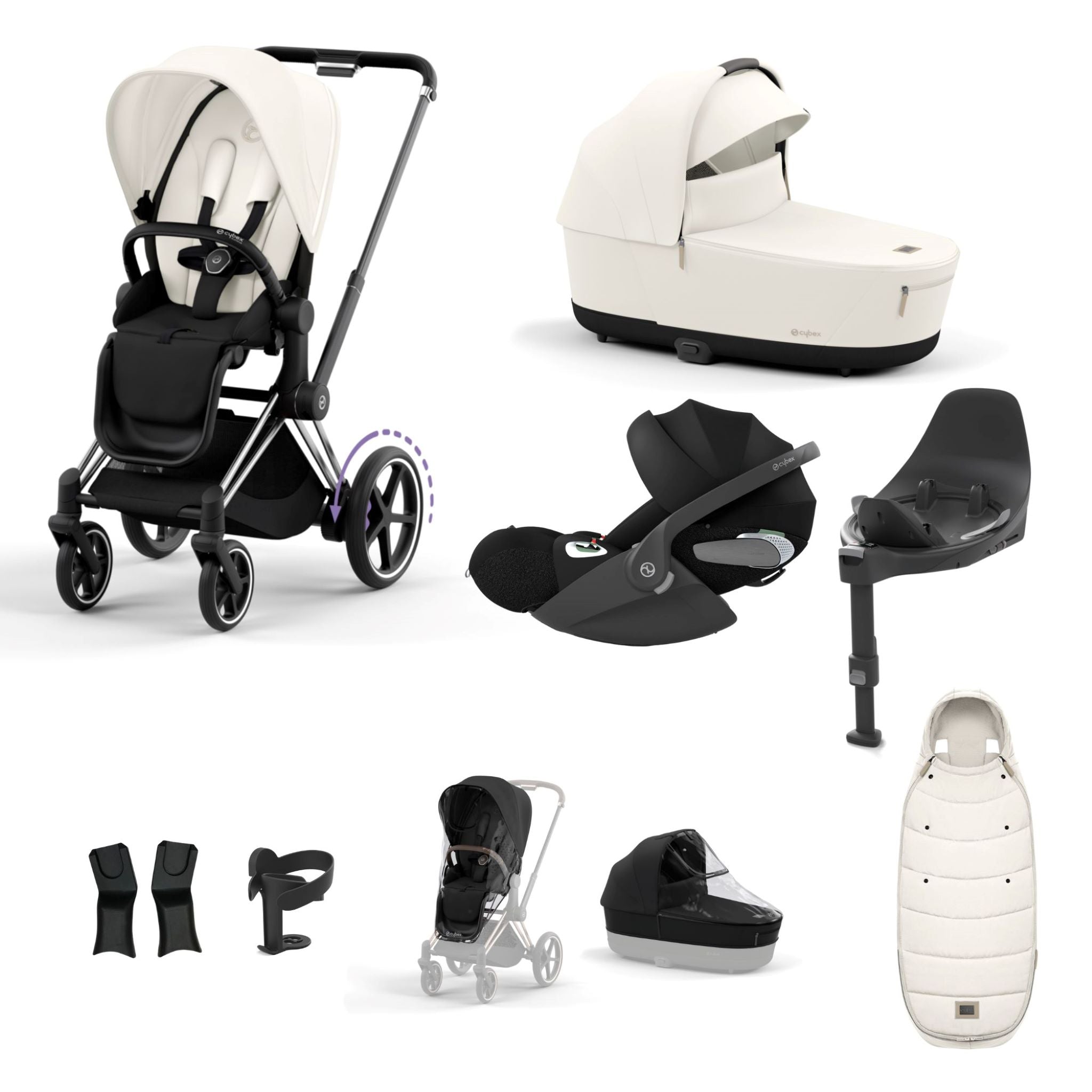 Cybex e-Priam Chrome Black Bundle 9 Piece