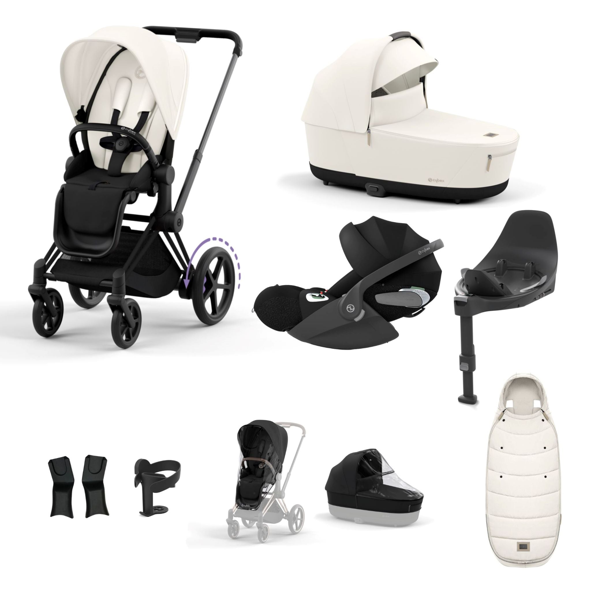 Cybex e-Priam Matt Black Bundle 9 Piece