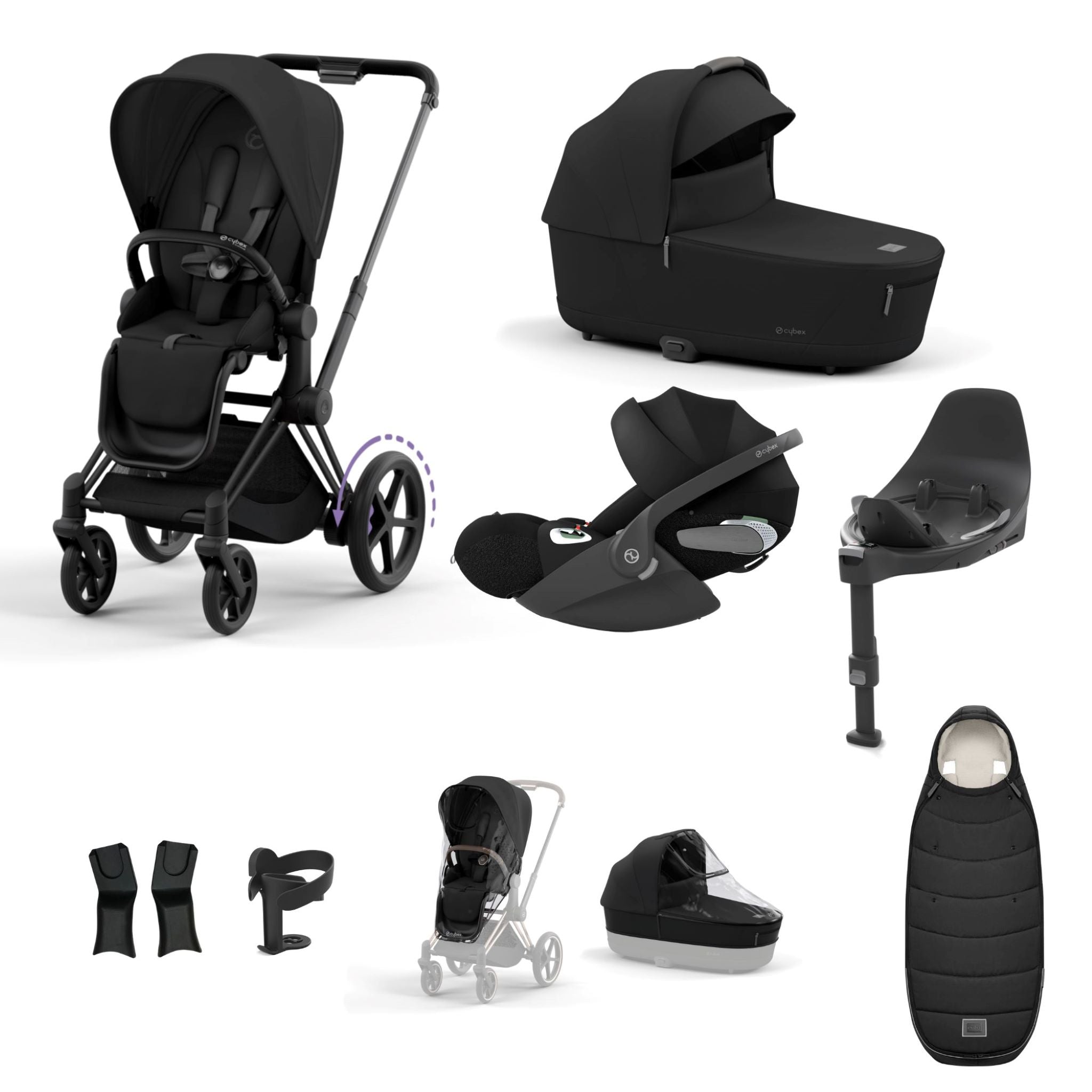 Cybex e-Priam Matt Black Bundle 9 Piece