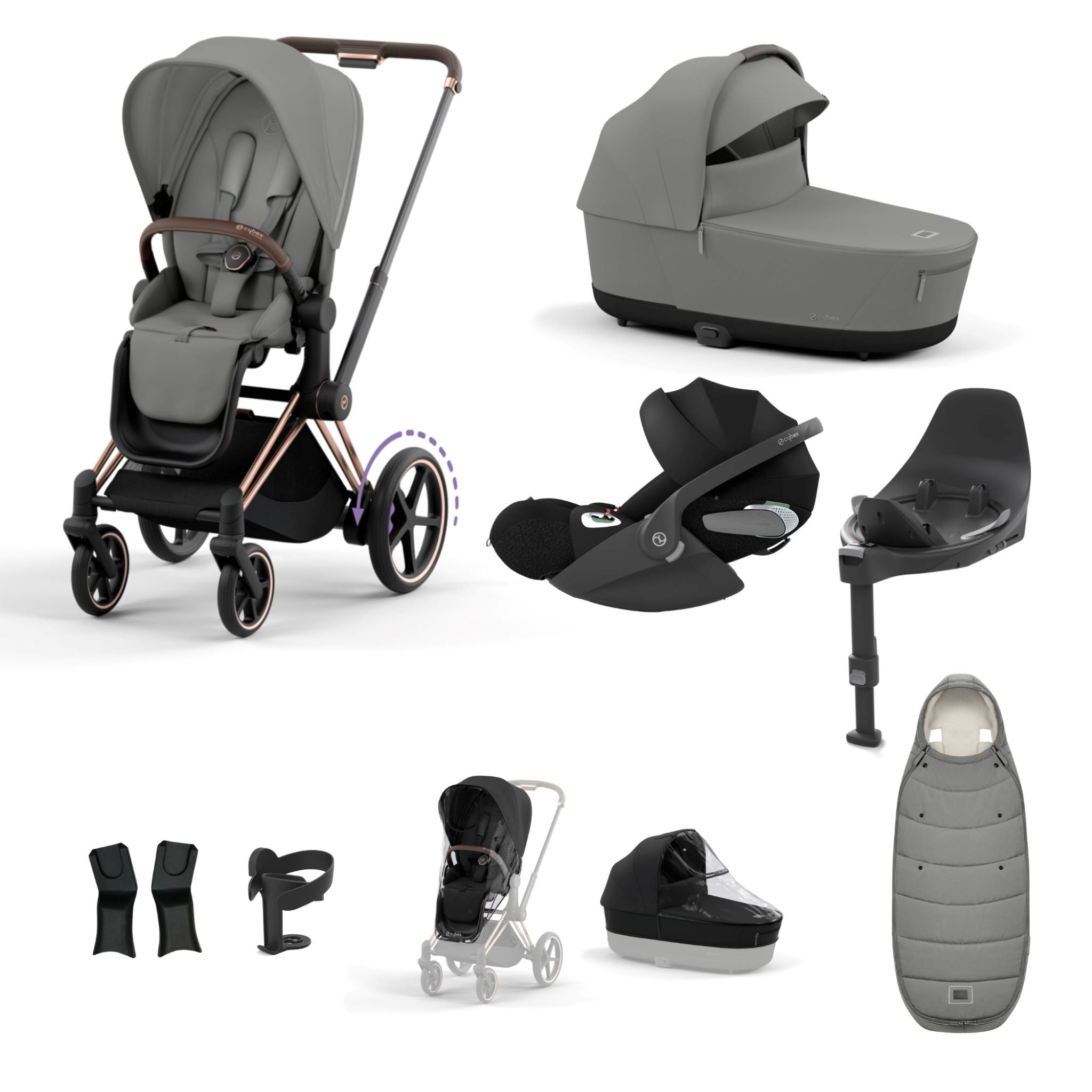 Cybex e-Priam Rosegold Bundle 9 Piece