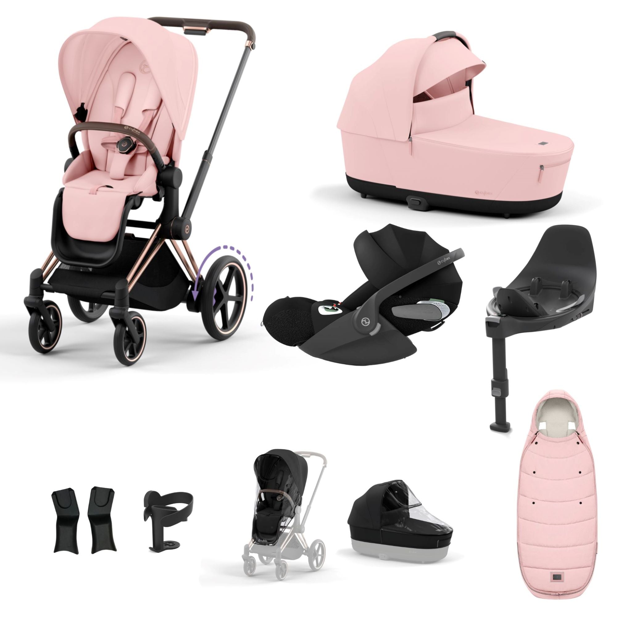 Cybex e-Priam Rosegold Bundle 9 Piece