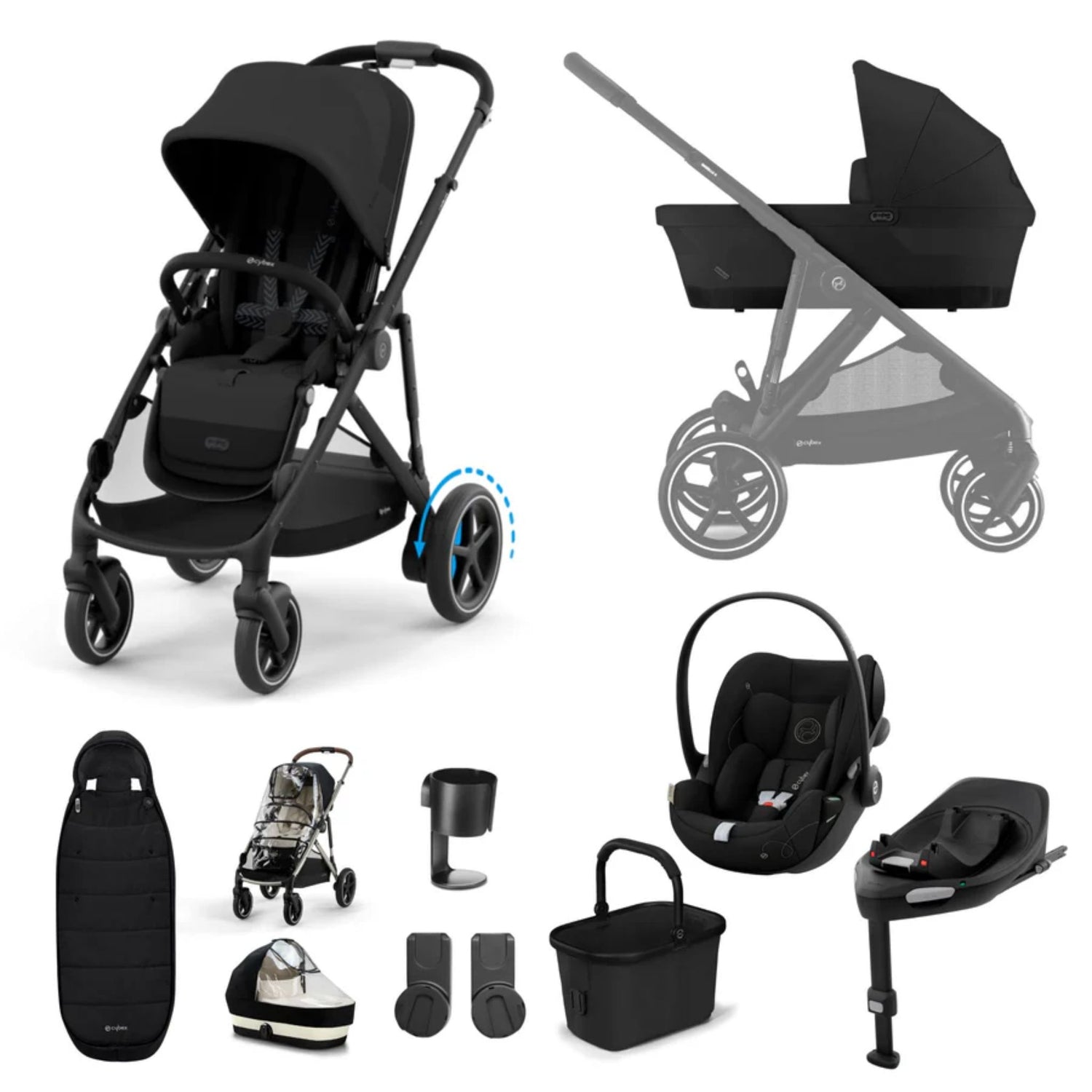 Cybex e-Gazelle Bundle with Cloud T Car Seat & Base G. (11 pieces)