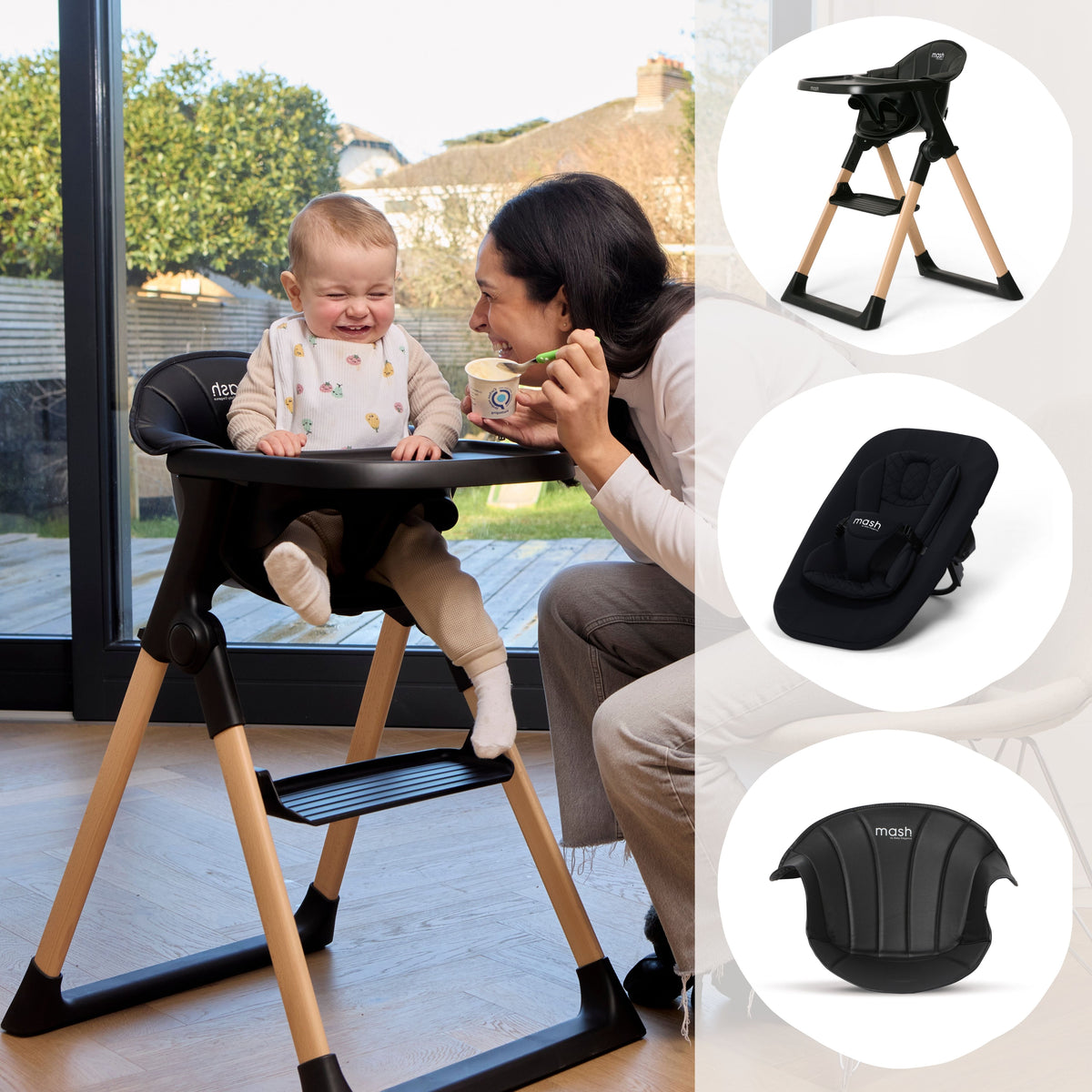 Baby Elegance Mash High Chair Bundle - Black