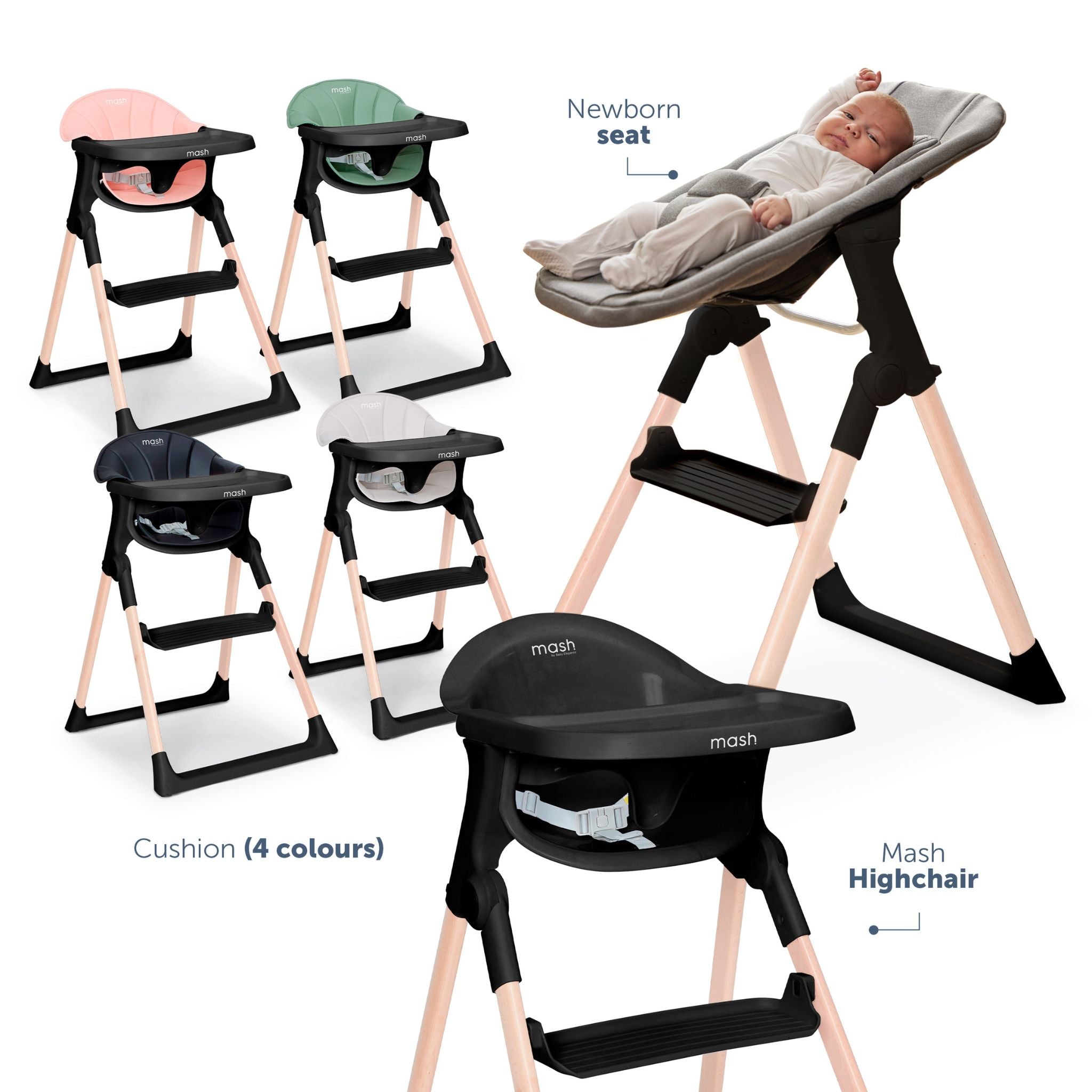 Baby Elegance Mash High Chair Bundle - Black