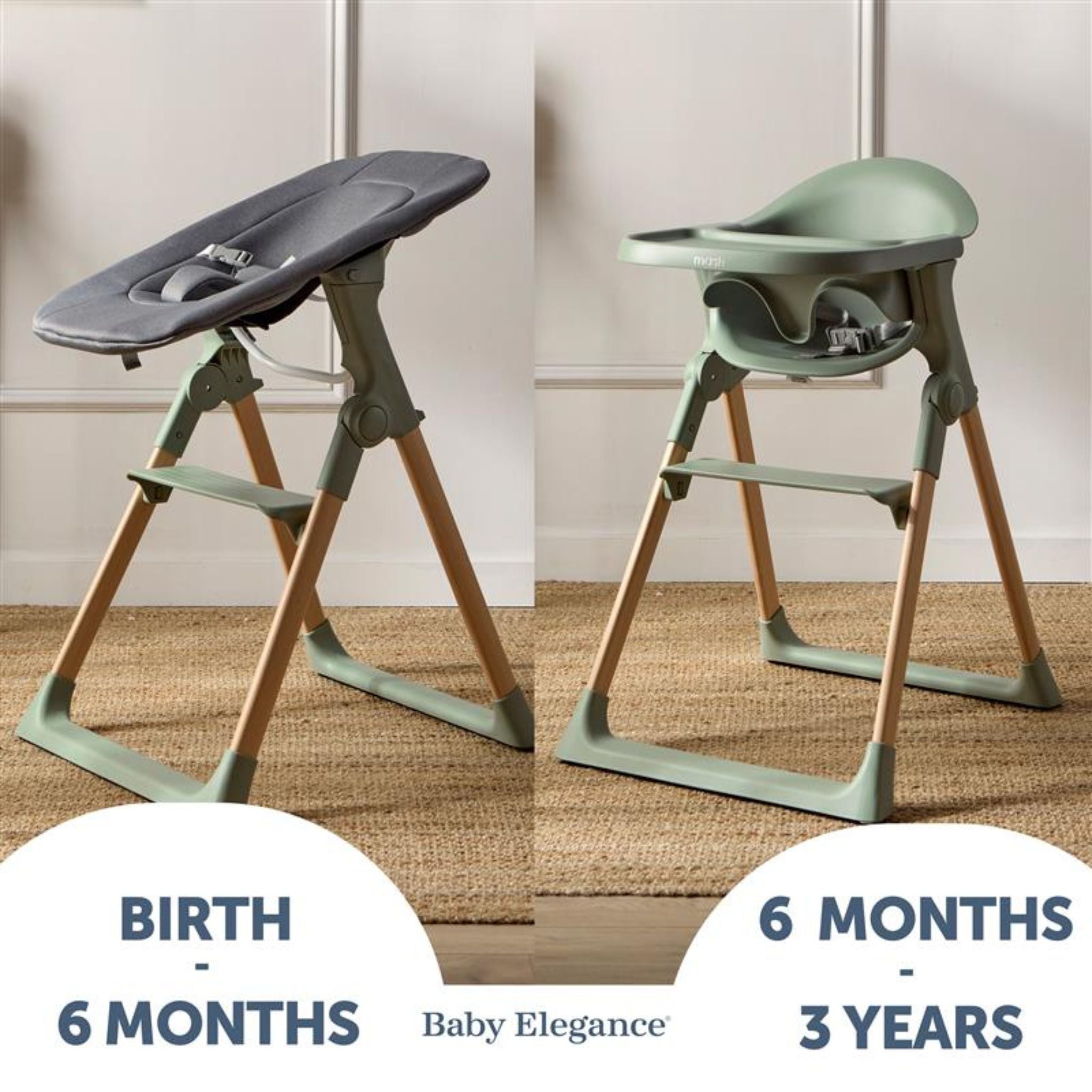 Baby Elegance Mash High Chair Bundle - Sage