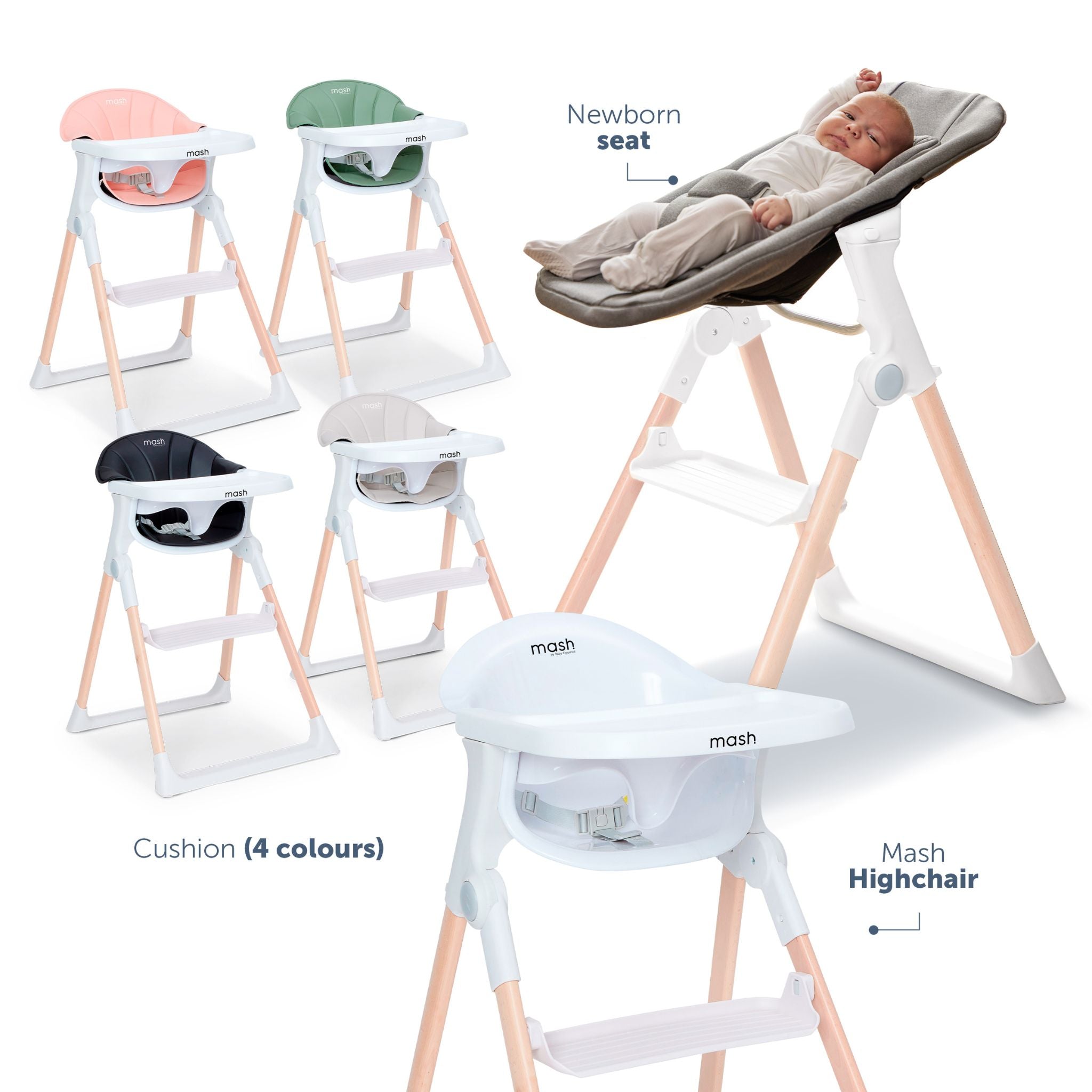 Baby Elegance Mash High Chair Bundle - White