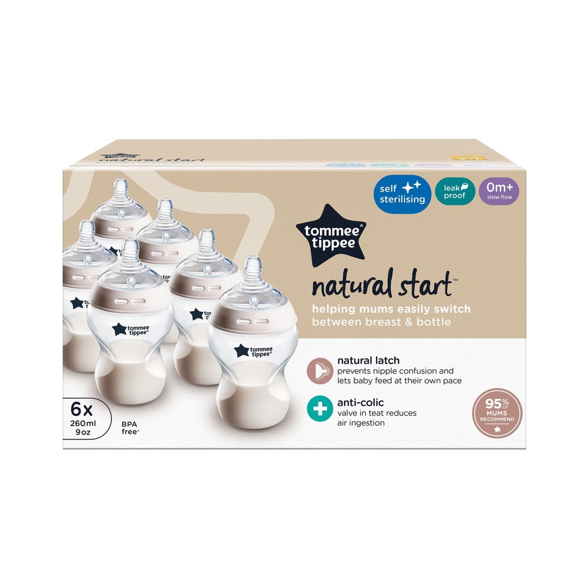 Tommee Tippee Newborn Starter 6 x 260ml Bottles