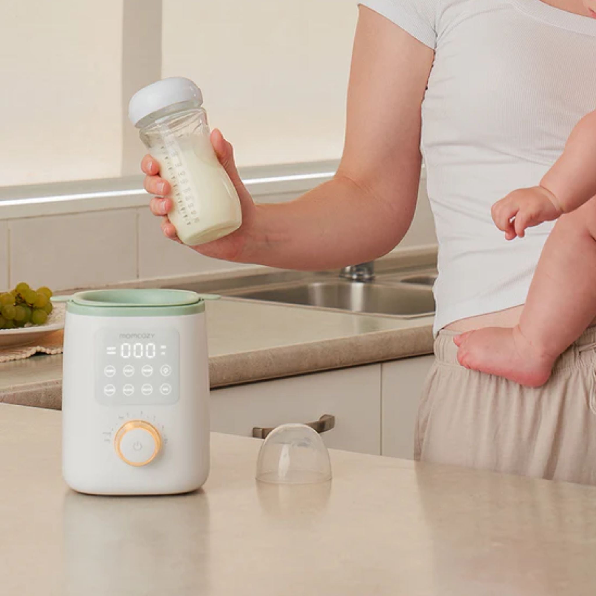 Momcozy 9-In-1 Nutri Baby Bottle Warmer - White