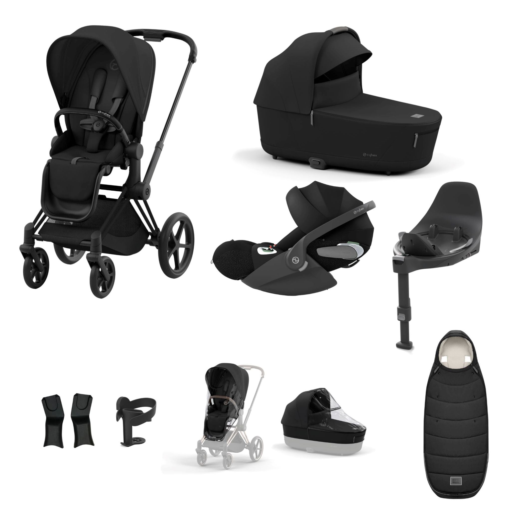 Cybex Priam Matt Black Bundle 9 Piece