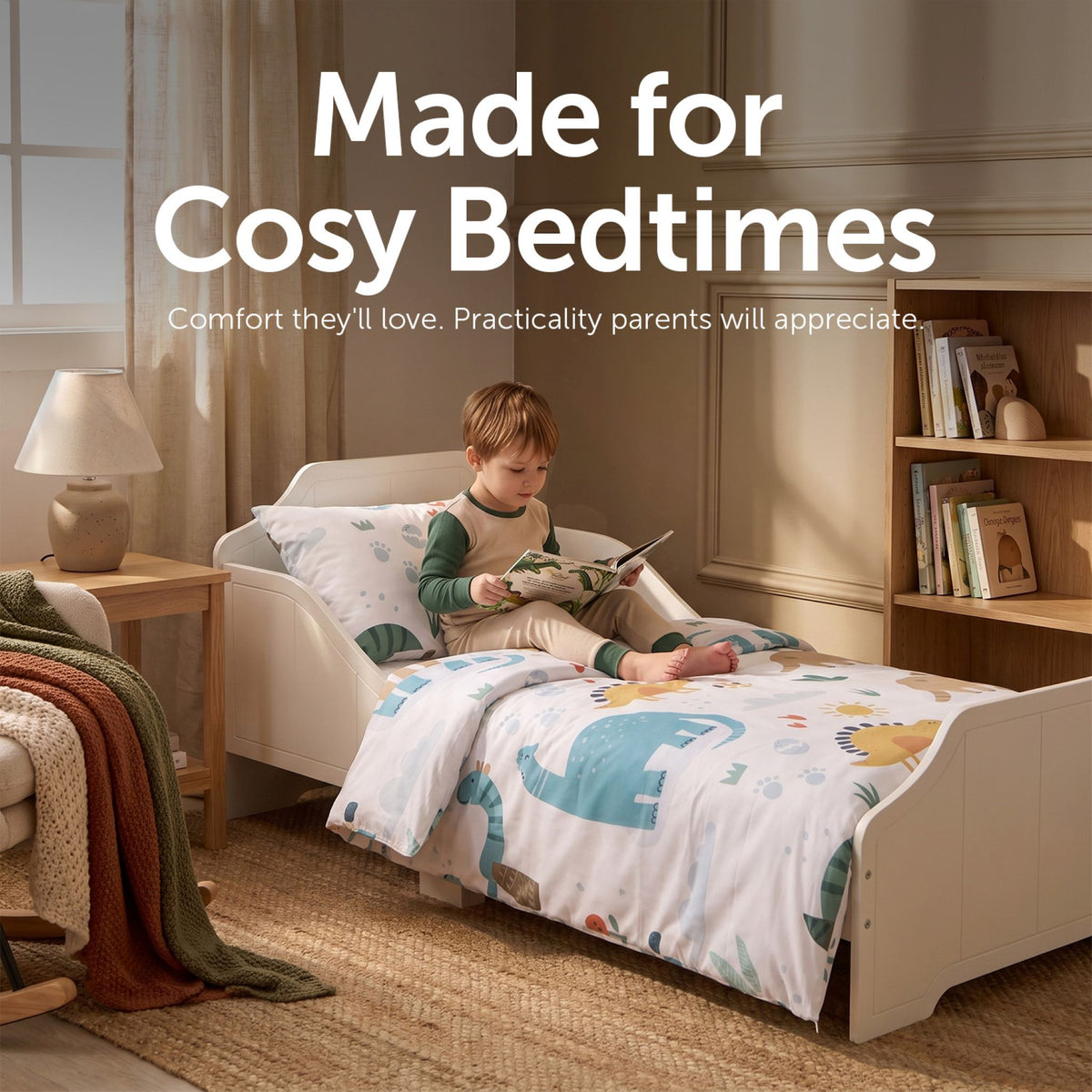 Baby Elegance Toddler Duvet and Pillow Bedding Set - Dinosaurs