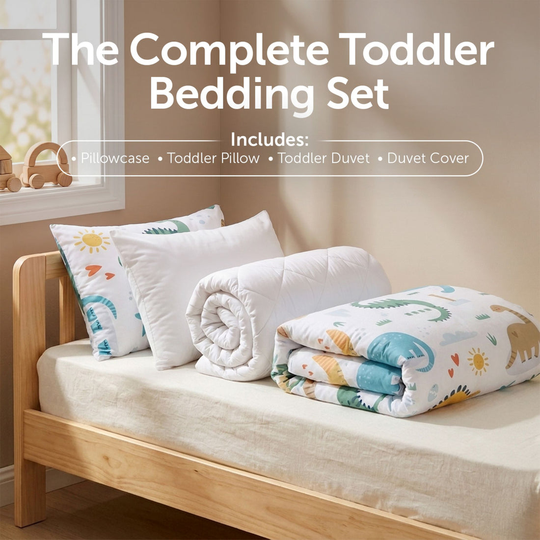 Baby Elegance Toddler Duvet and Pillow Bedding Set - Dinosaurs