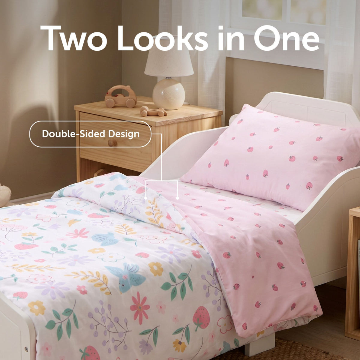 Baby Elegance Toddler Duvet and Pillow Bedding Set - Flowers