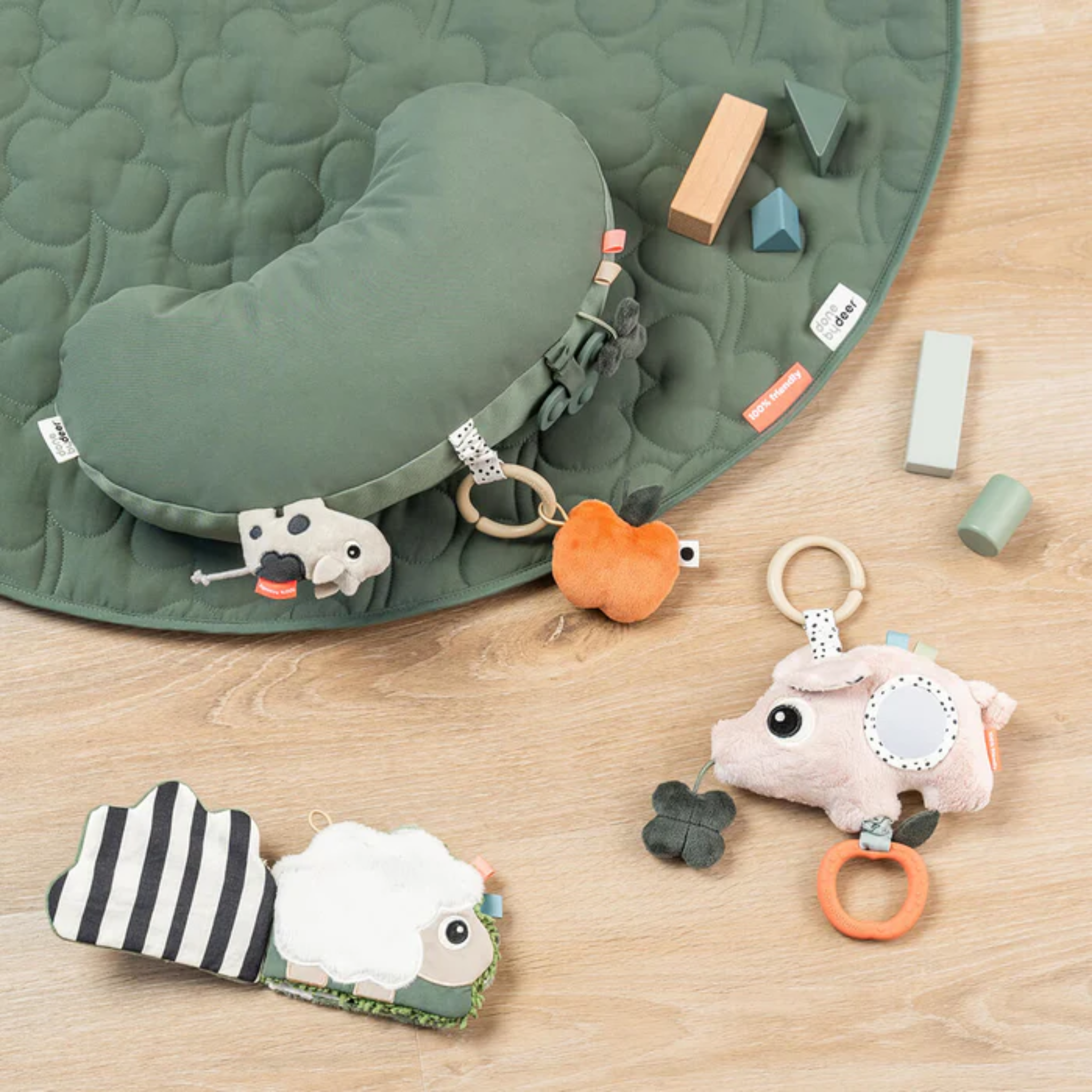 DonebyDeer Tummy Time Activity Pillow Tiny Farm