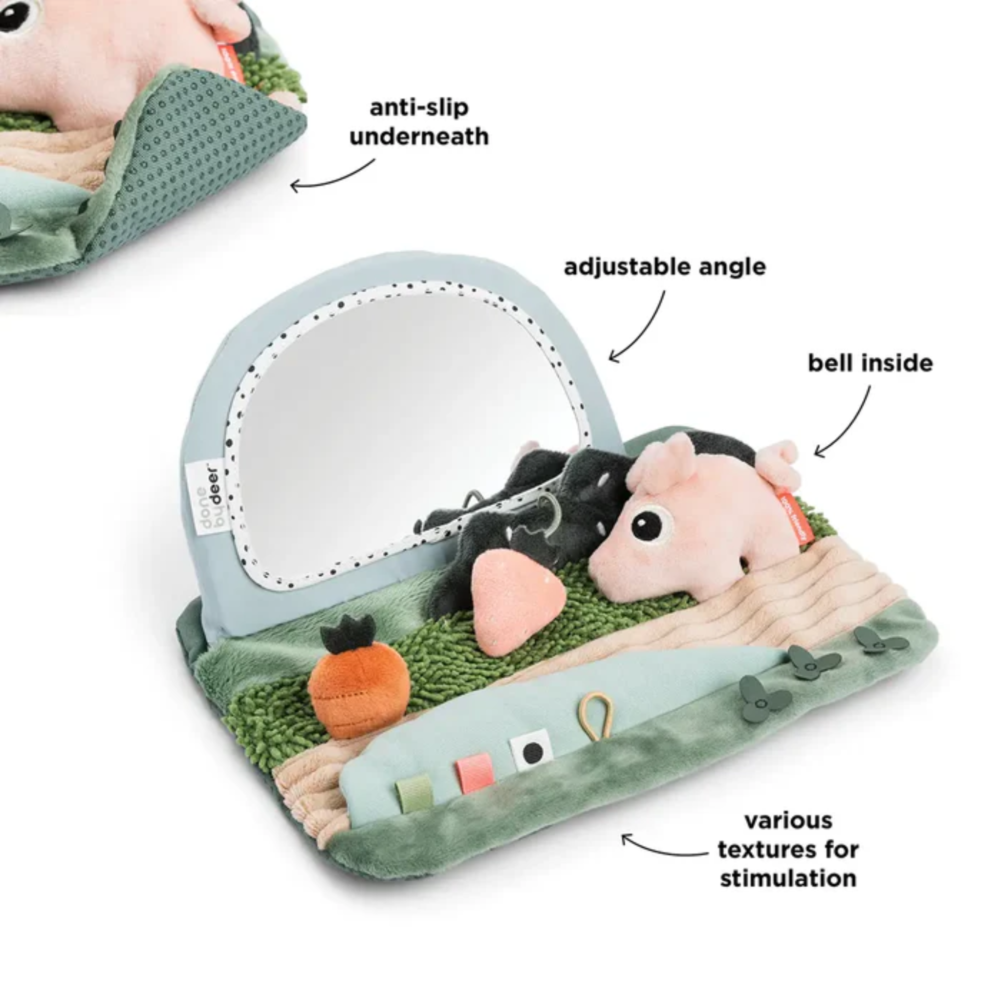 DonebyDeer Tummy Time Sensory Mirror Tiny Farm
