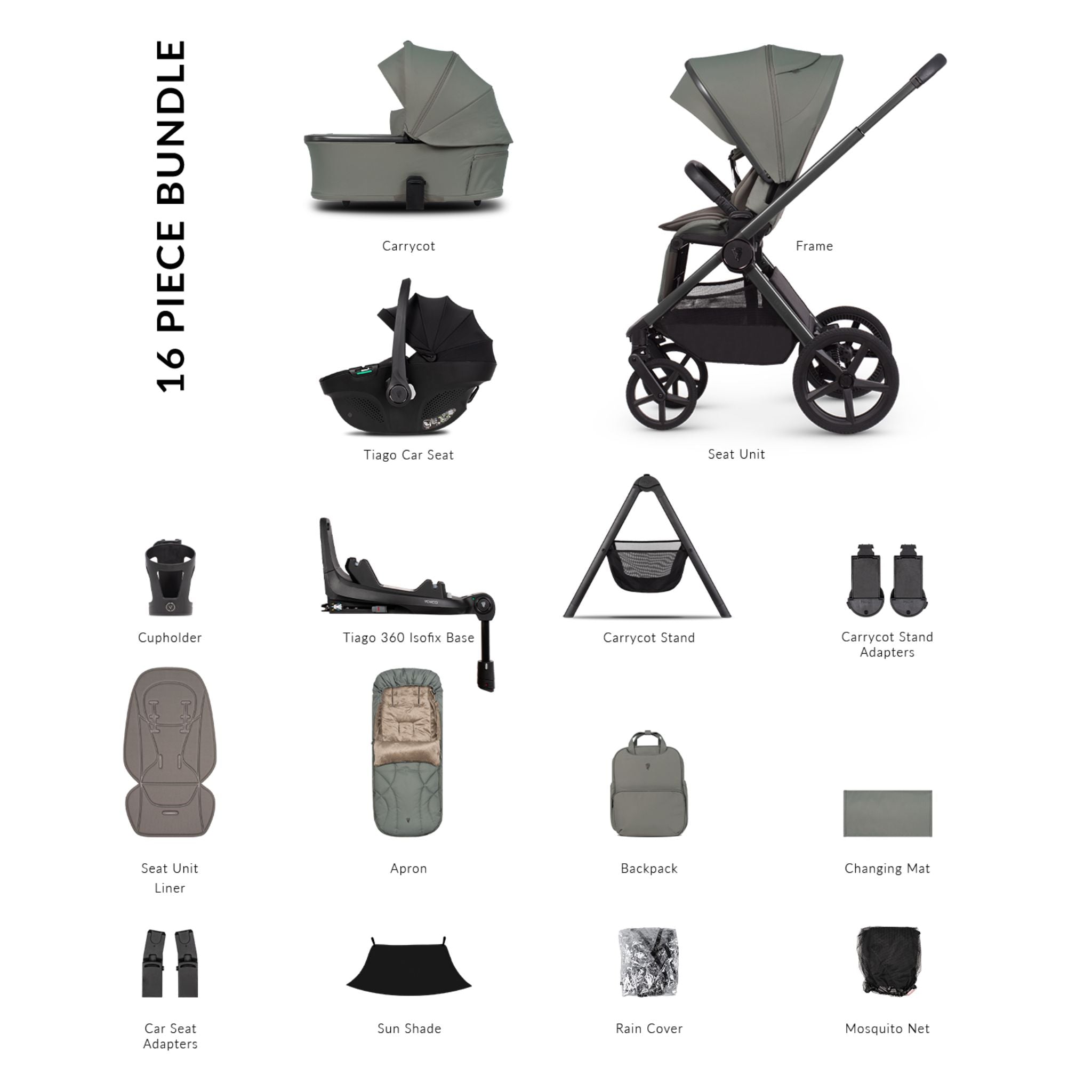 Venicci Upline 3, Tiago Black & Base 4in1 Ultimate Bundle