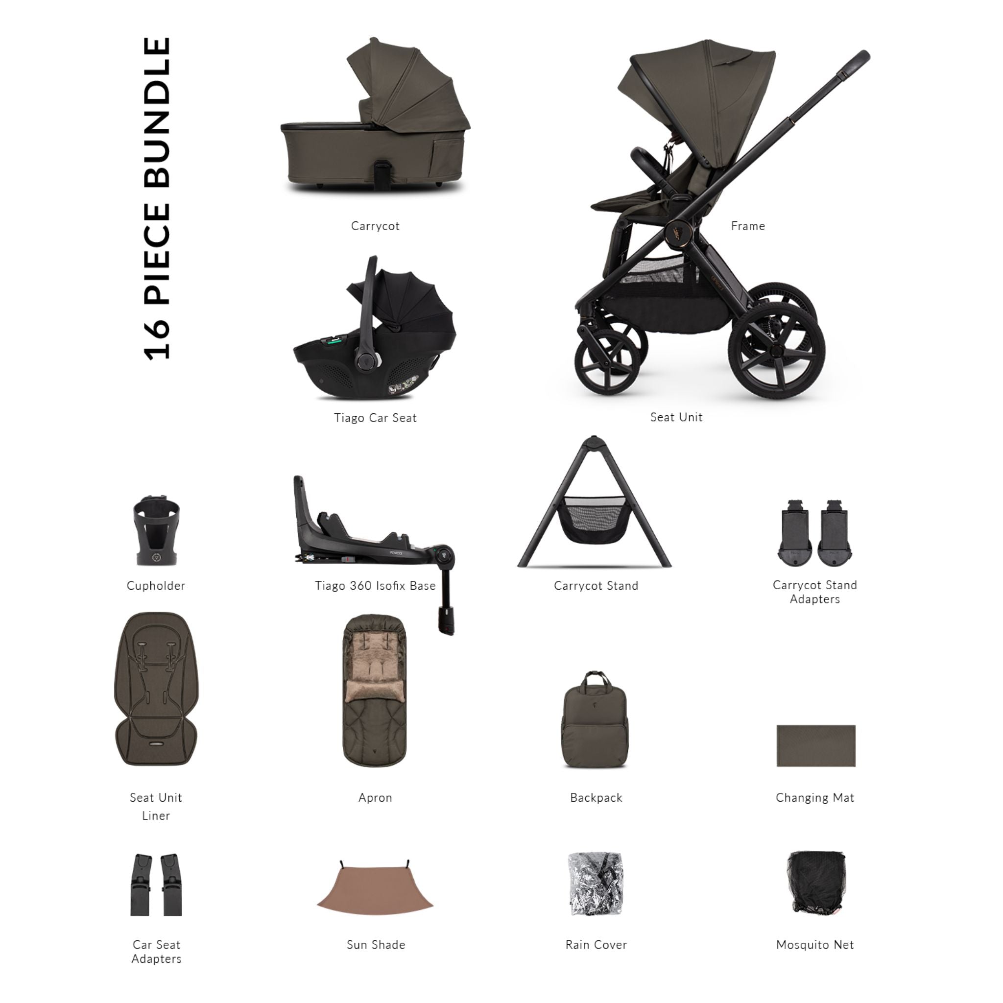 Venicci Upline 3, Tiago Black & Base 4in1 Ultimate Bundle