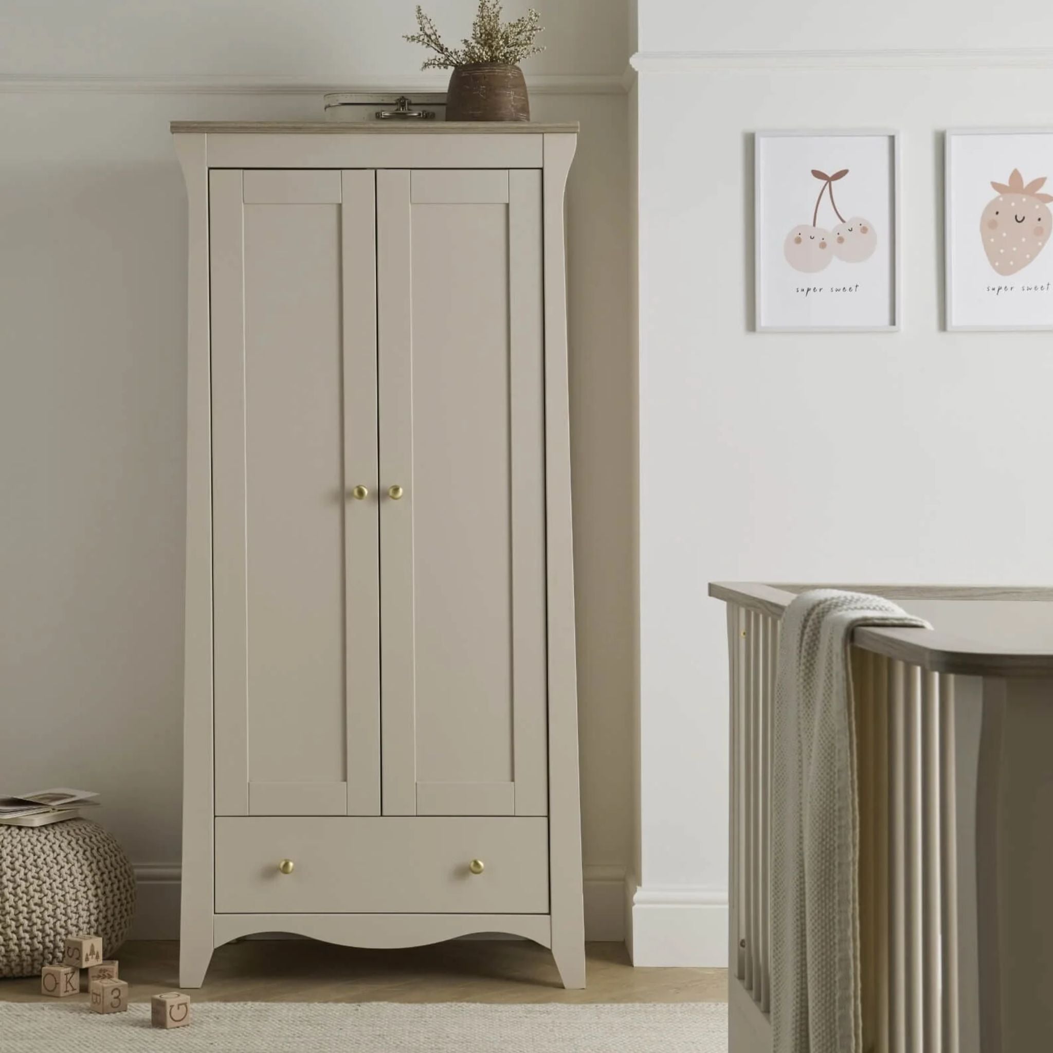 CuddleCo Clara 2 Door Double Wardrobe - Cashmere
