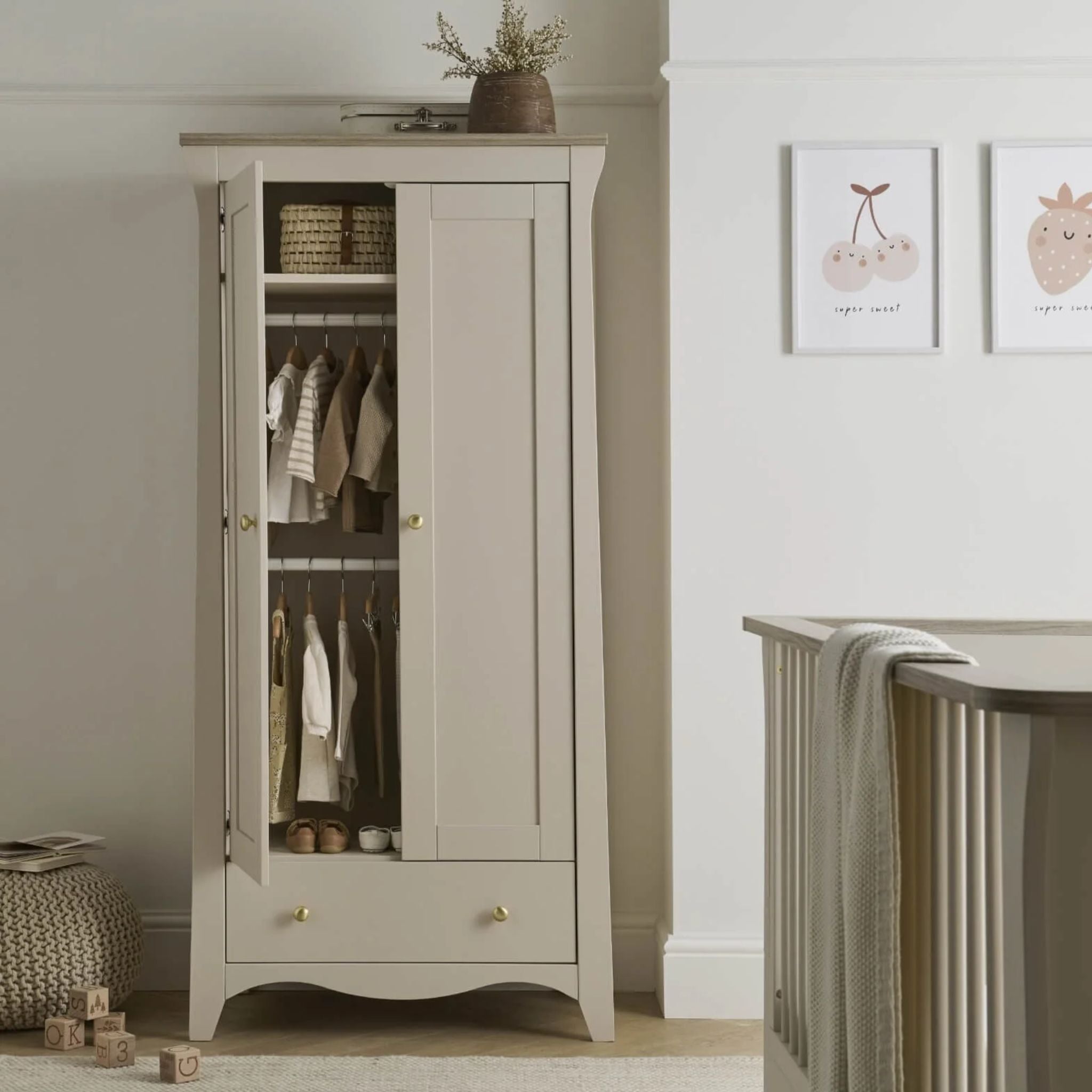 CuddleCo Clara 2 Door Double Wardrobe - Cashmere