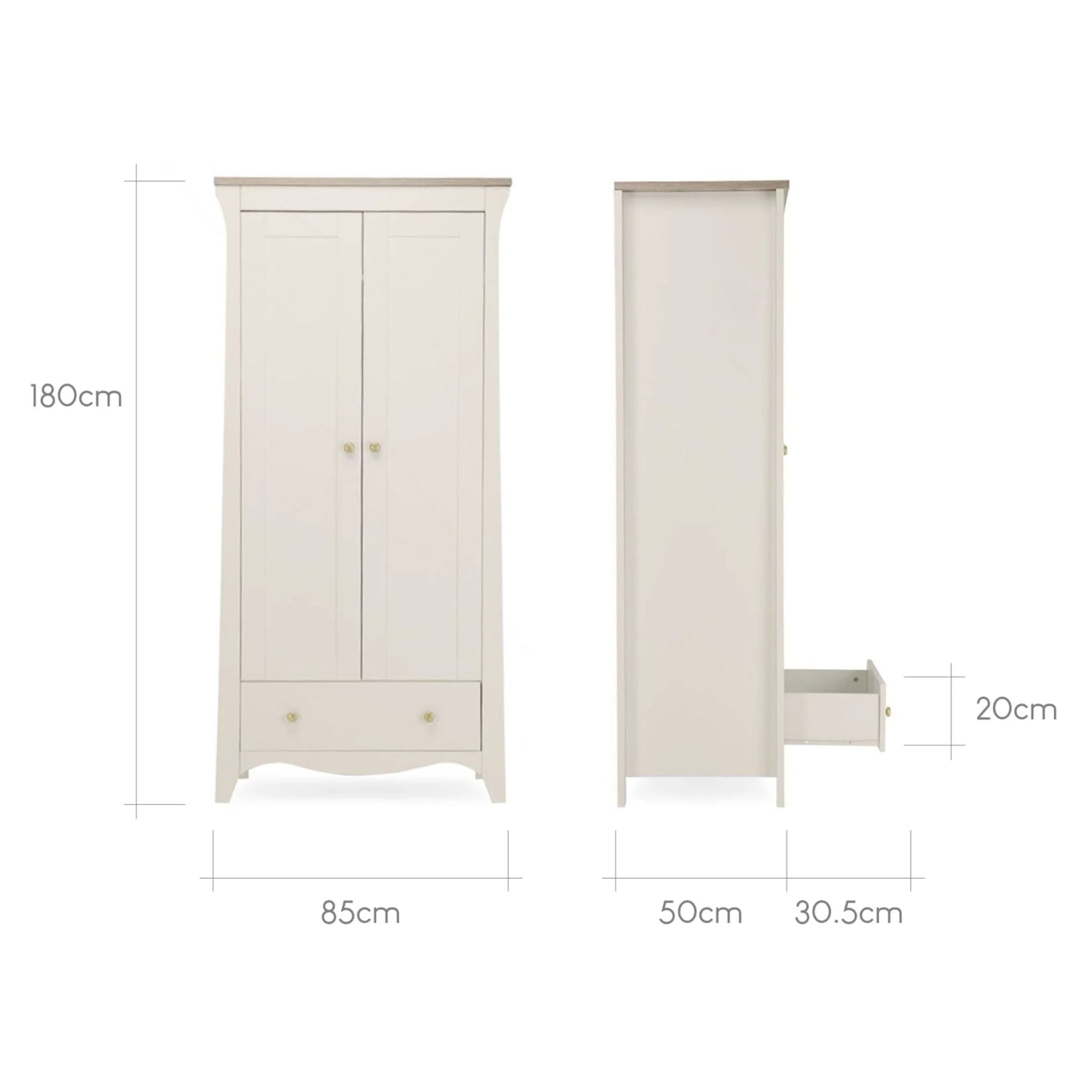 CuddleCo Clara 2 Door Double Wardrobe - Cashmere