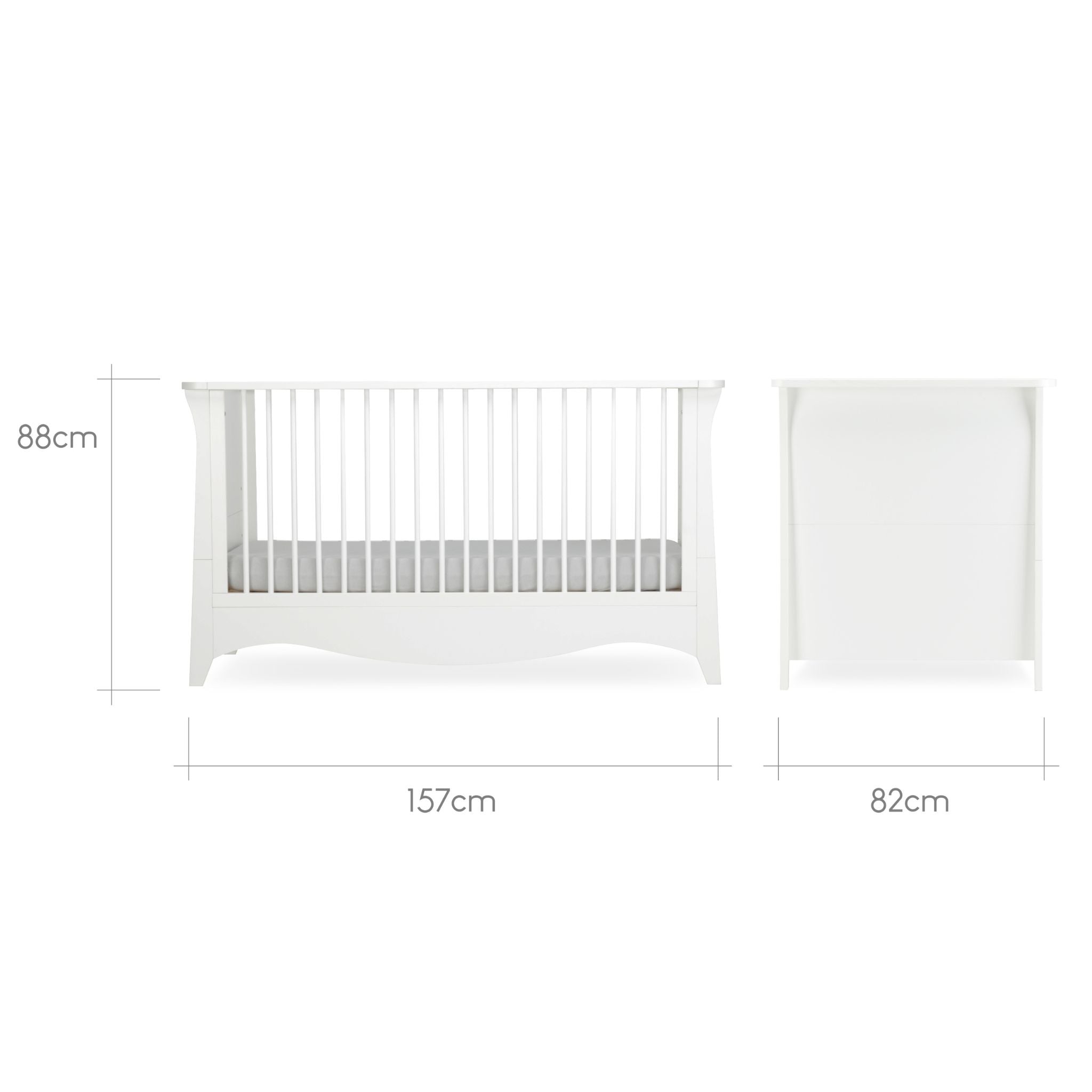 CuddleCo Clara 3pc Set 3 Drawer Dresser, Cot Bed and Wardrobe