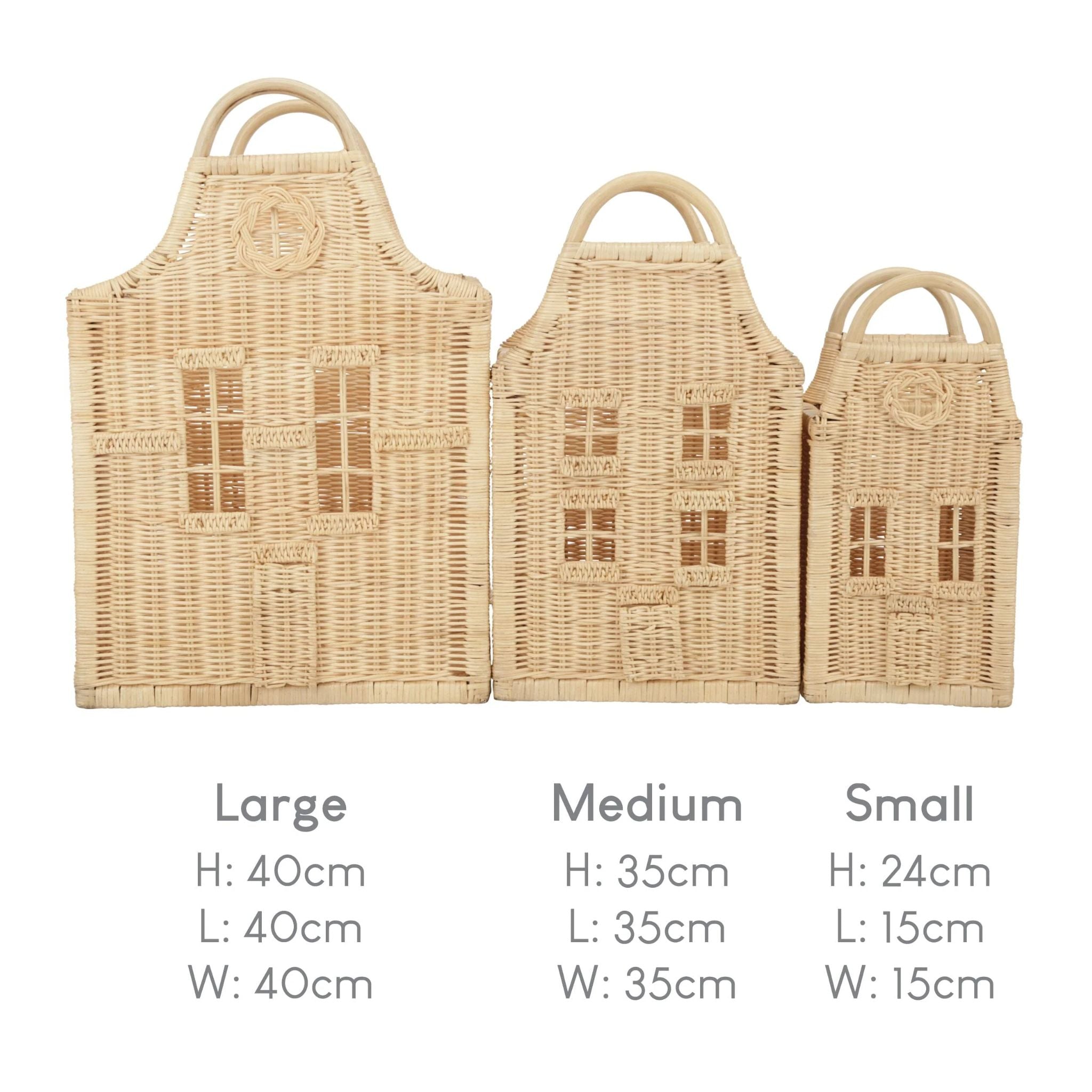 CuddleCo Dutch House Set 3 Baskets - Rattan