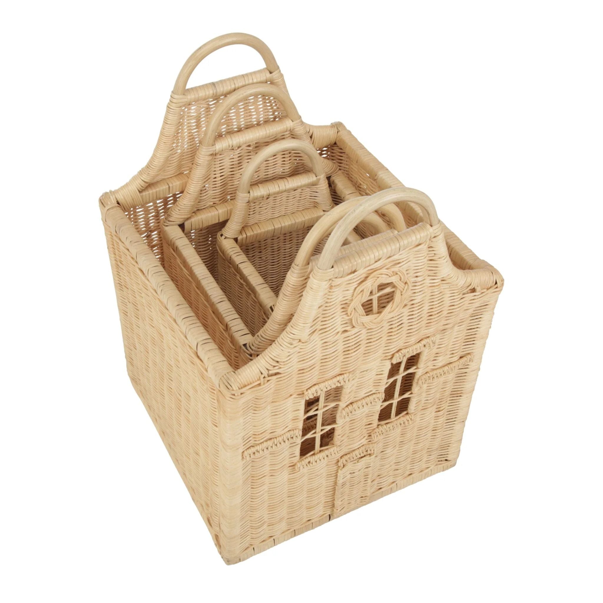 CuddleCo Dutch House Set 3 Baskets - Rattan