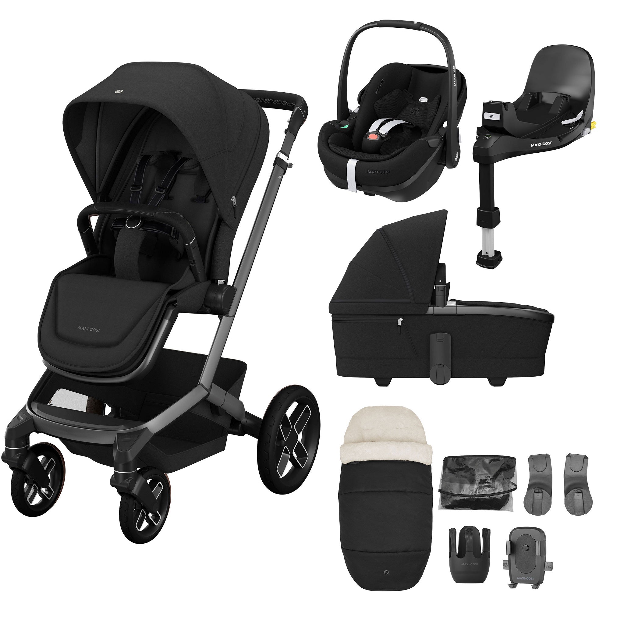maxi cosi chassis frame Maxi-Cosi Fame Premium Travel System Twillic Black