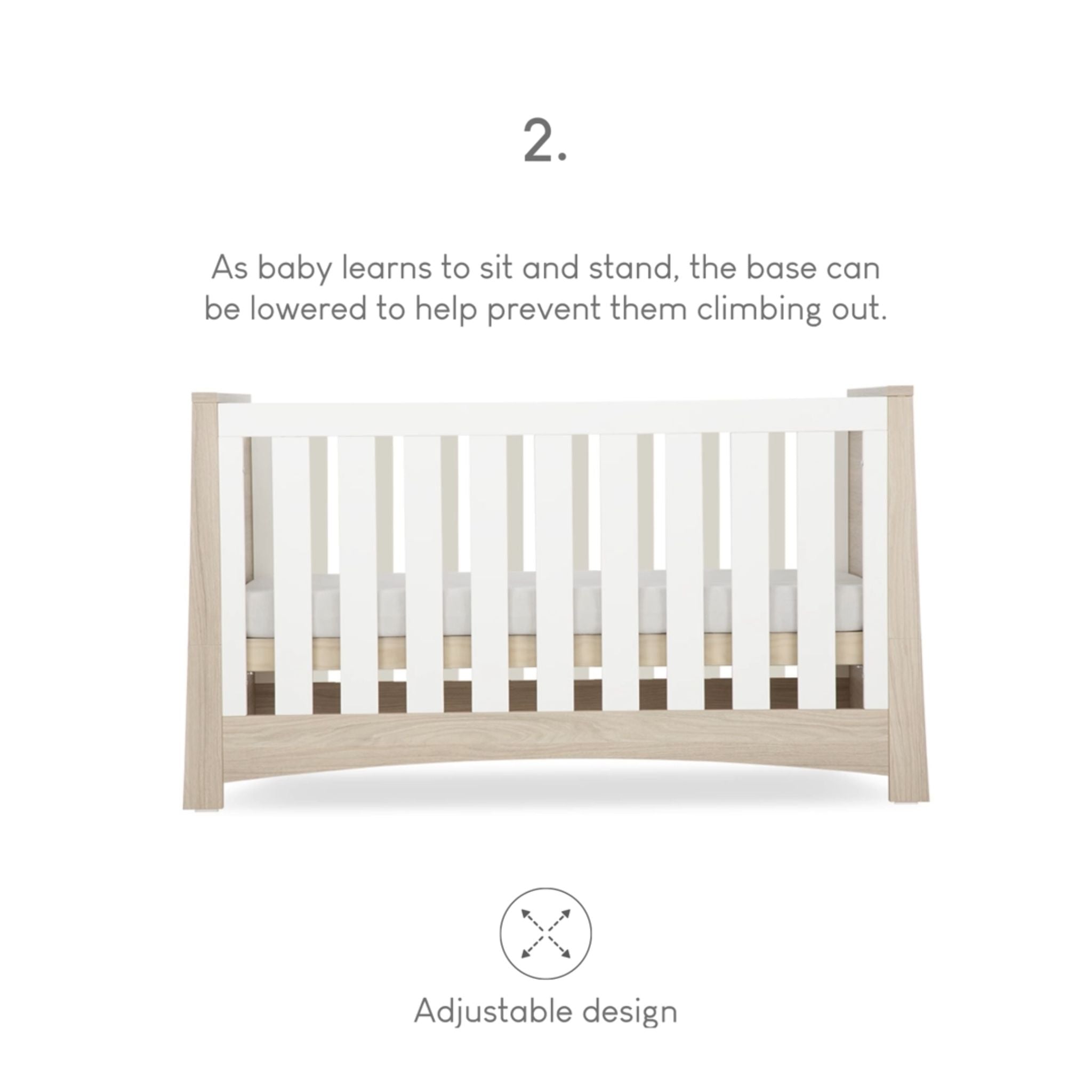 CuddleCo Lana 2pc Set 3 Drawer Dresser and Cot Bed - Ash White