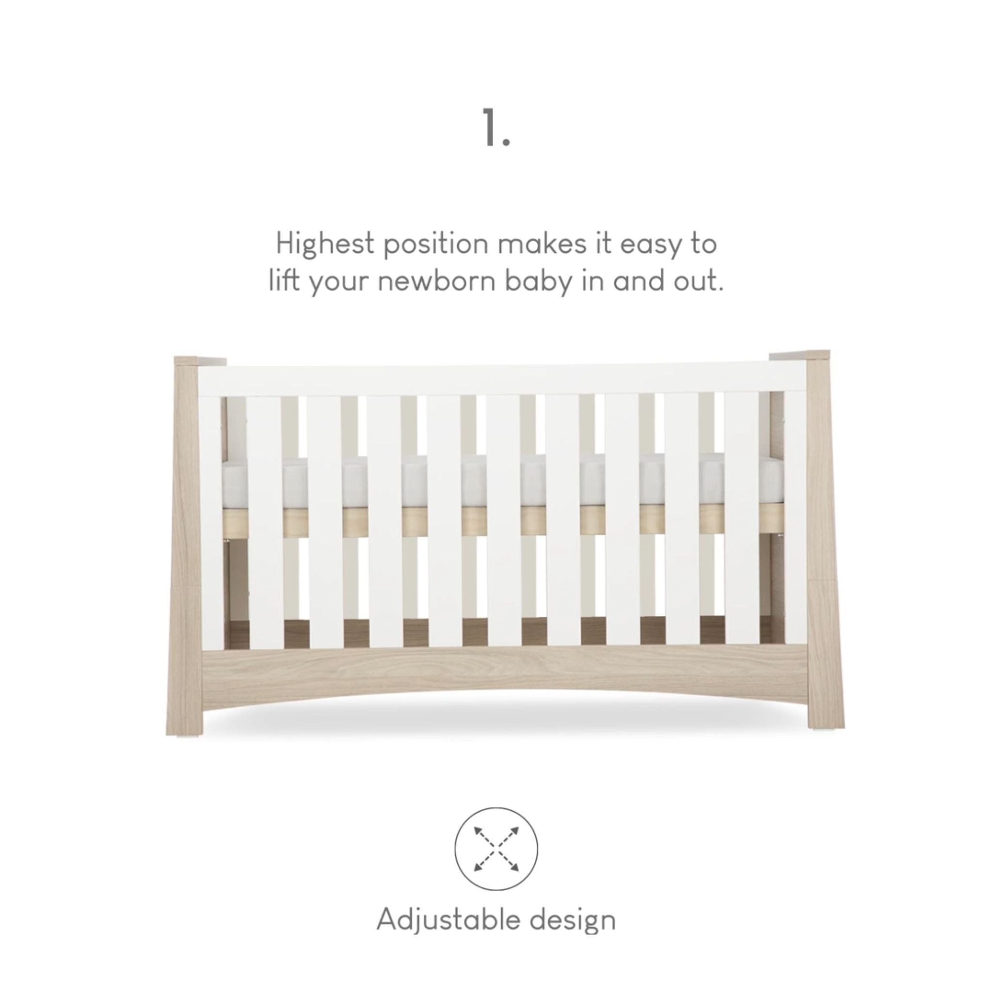 CuddleCo Lana Cot Bed - Ash White