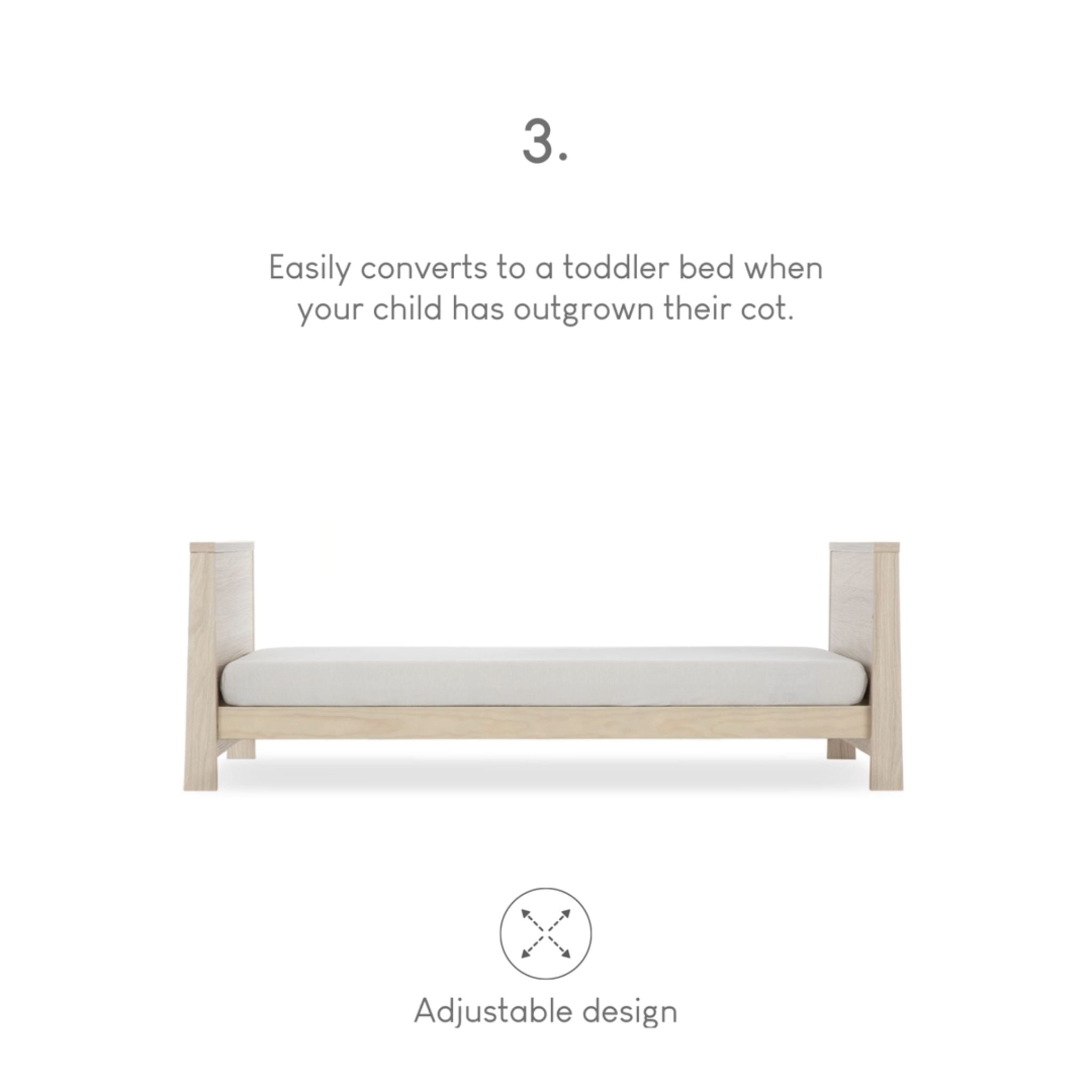 CuddleCo Lana Cot Bed - Ash White