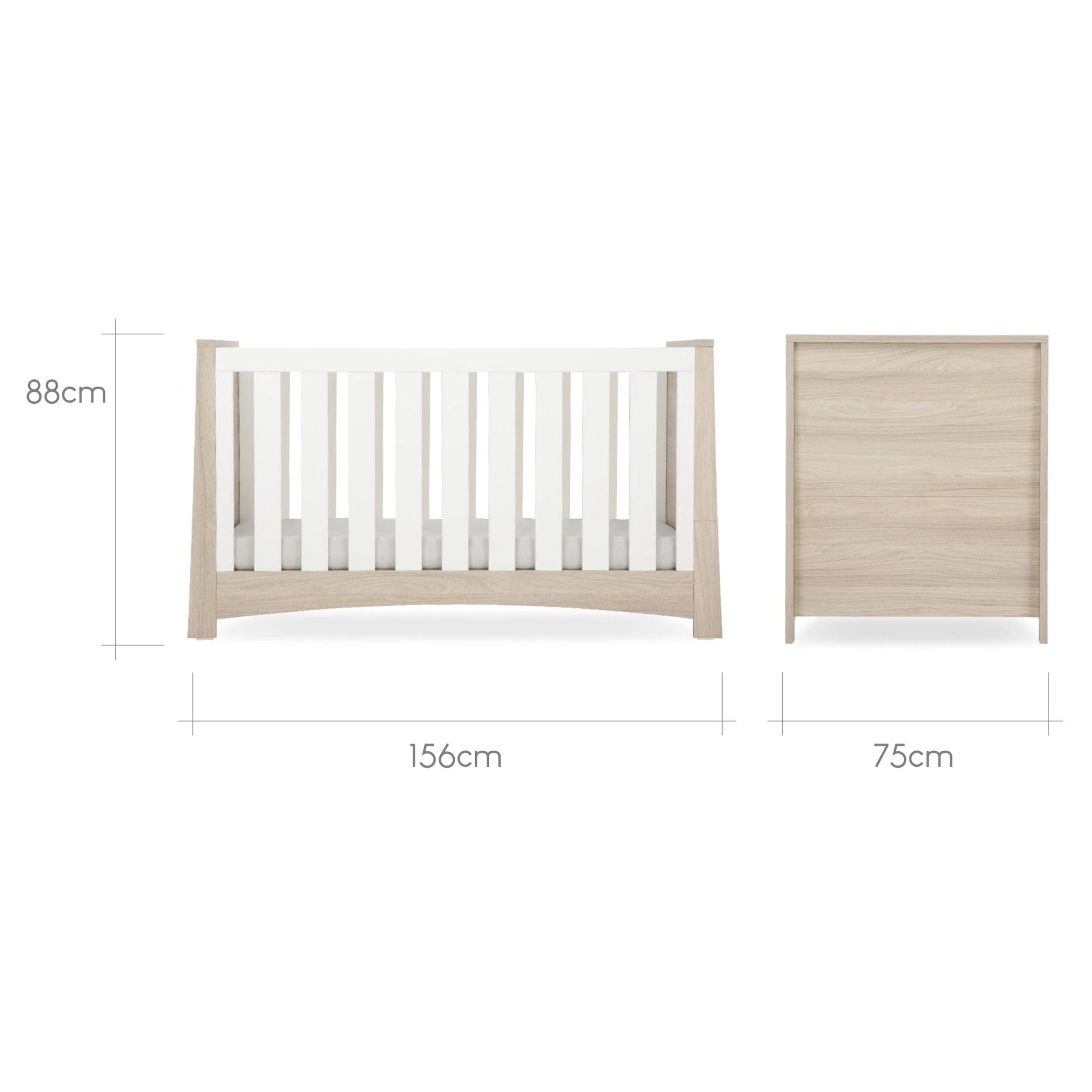 CuddleCo Lana Cot Bed - Ash White