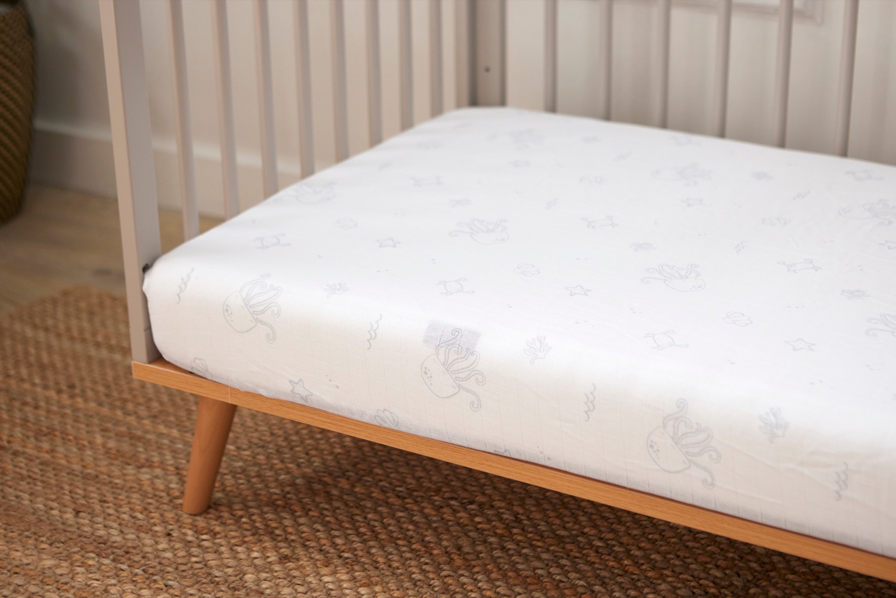 Muslin Sheets - Cot Bed - Under the Sea - 70 x 140cm - 2 Pack - Baby Elegance