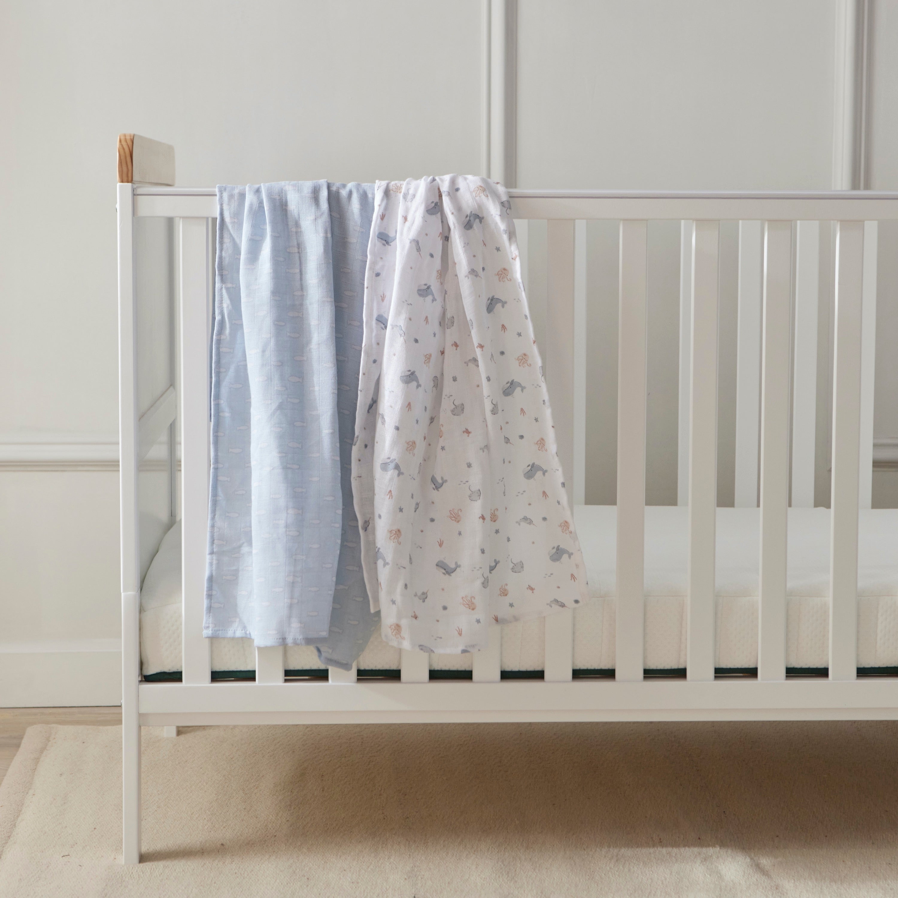 Muslin Swaddles - Under the Sea - 80 x 80cm - 4 Pack - Baby Elegance