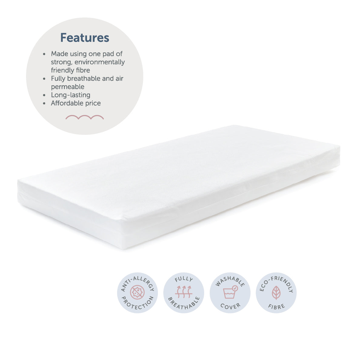 Cot Bed Mattress - Eco - 70 x 140 x 10cm  - Baby Elegance