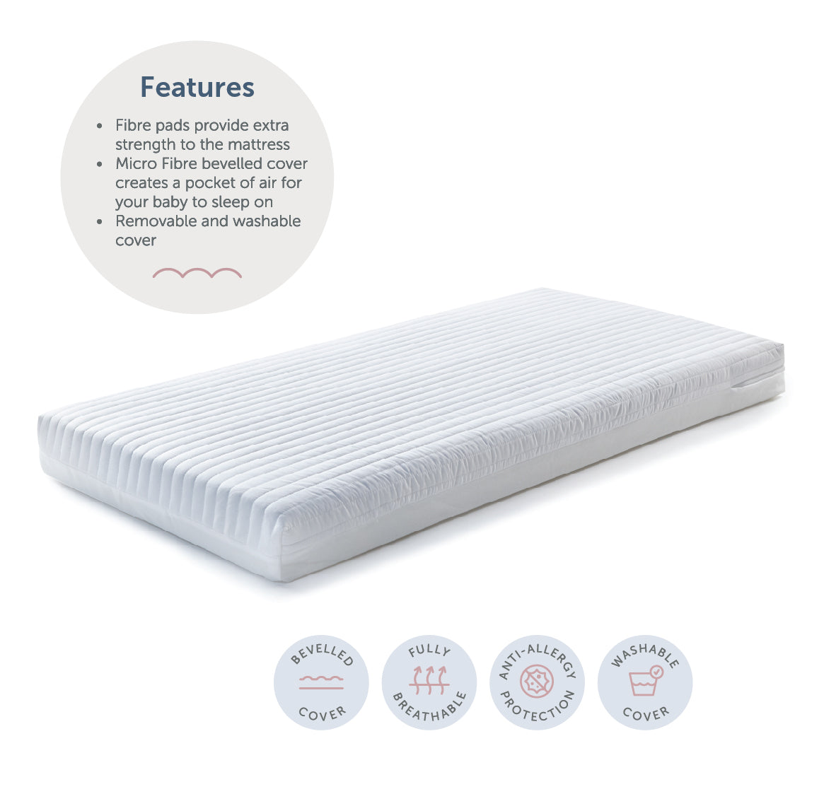 Cot Bed Mattress - Micro - 70 x 140 x 10cm - Baby Elegance