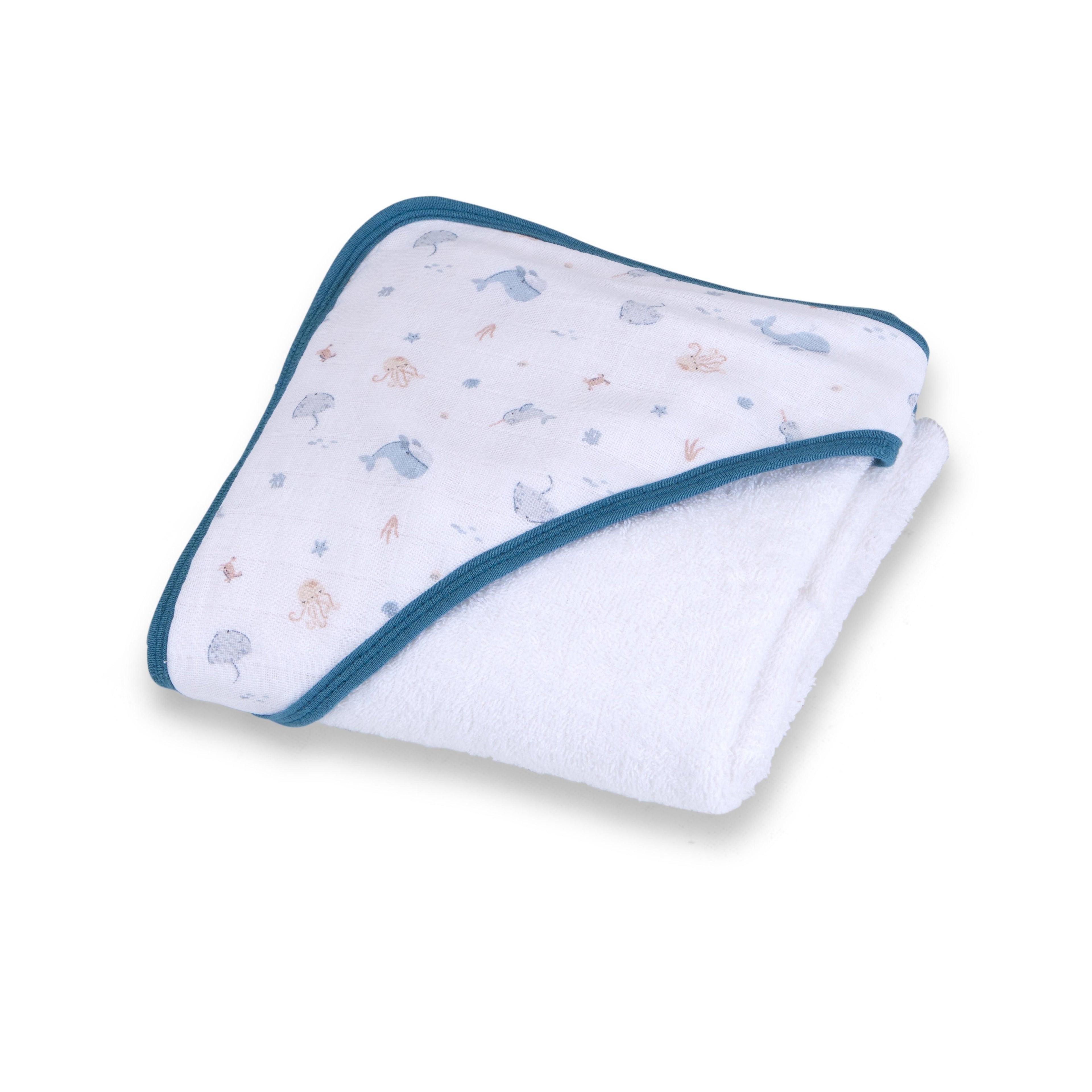 Hooded Towel - Under the Sea - 90 x 90cm - 2pcs - Baby Elegance