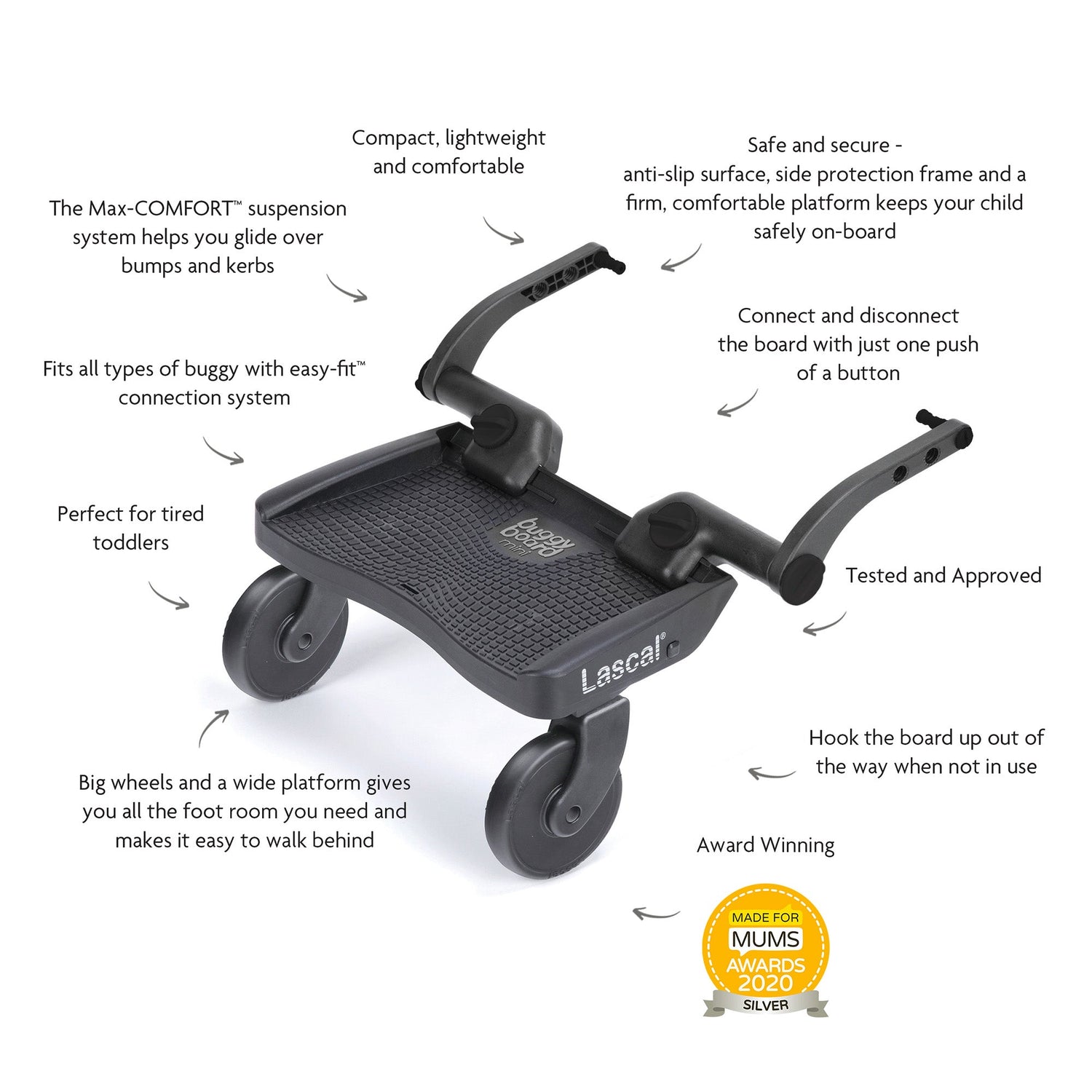 Lascal Mini Buggy Board-3D Grey