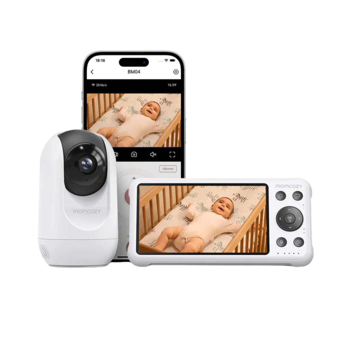 Momcozy BM04 5" LCD Screen Video Baby Monitor- White
