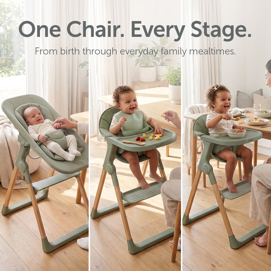 Baby Elegance Mash High Chair Bundle - Sage