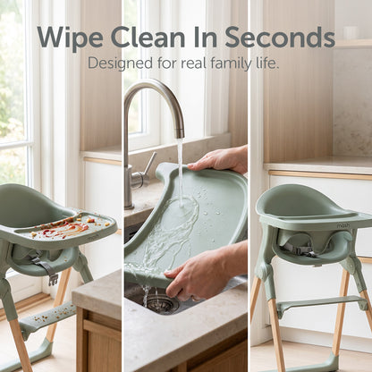 Baby Elegance Mash High Chair Bundle - Sage
