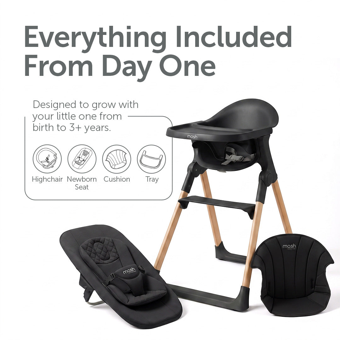Baby Elegance Mash High Chair Bundle - Black