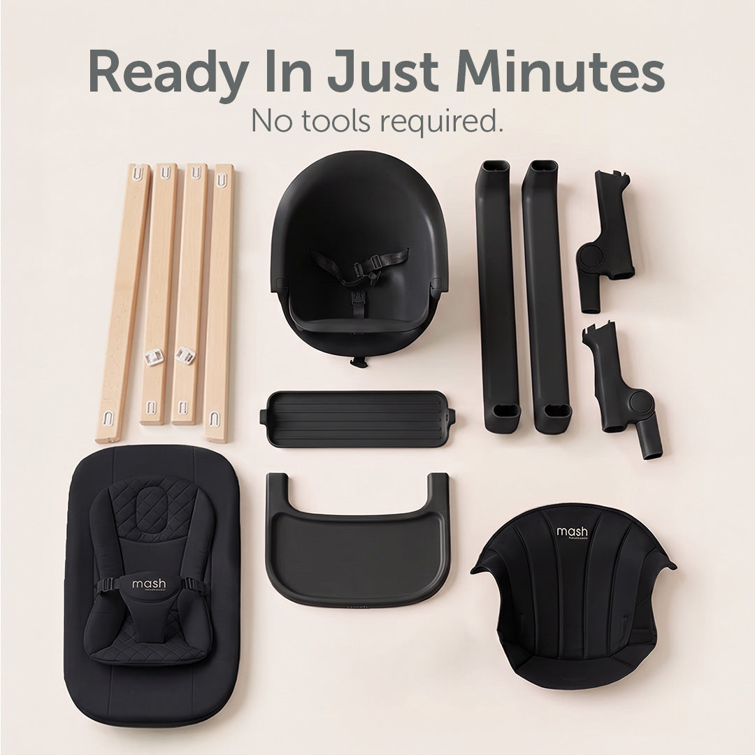 Baby Elegance Mash High Chair Bundle - Black
