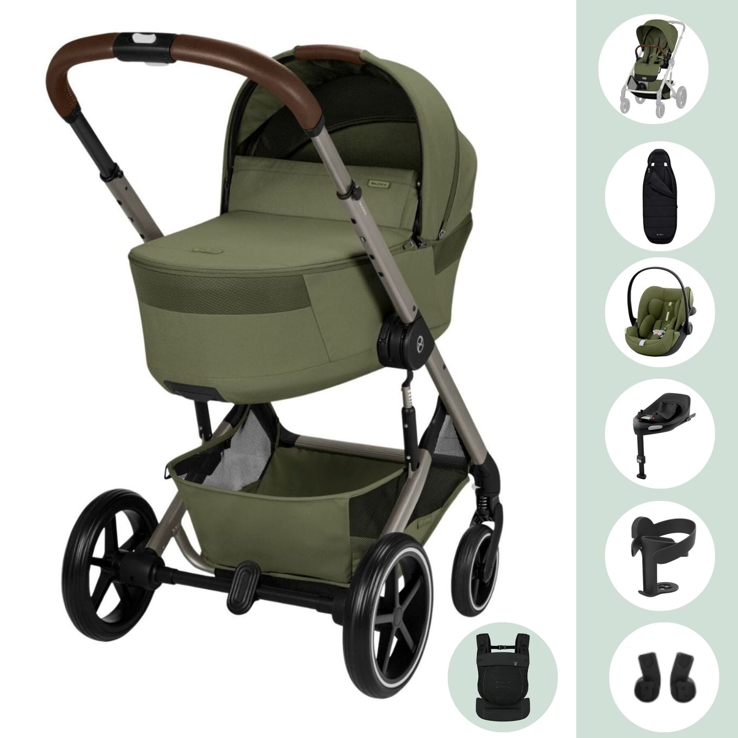 Cybex Balios S Lux Moss Green Ultimate Bundle
