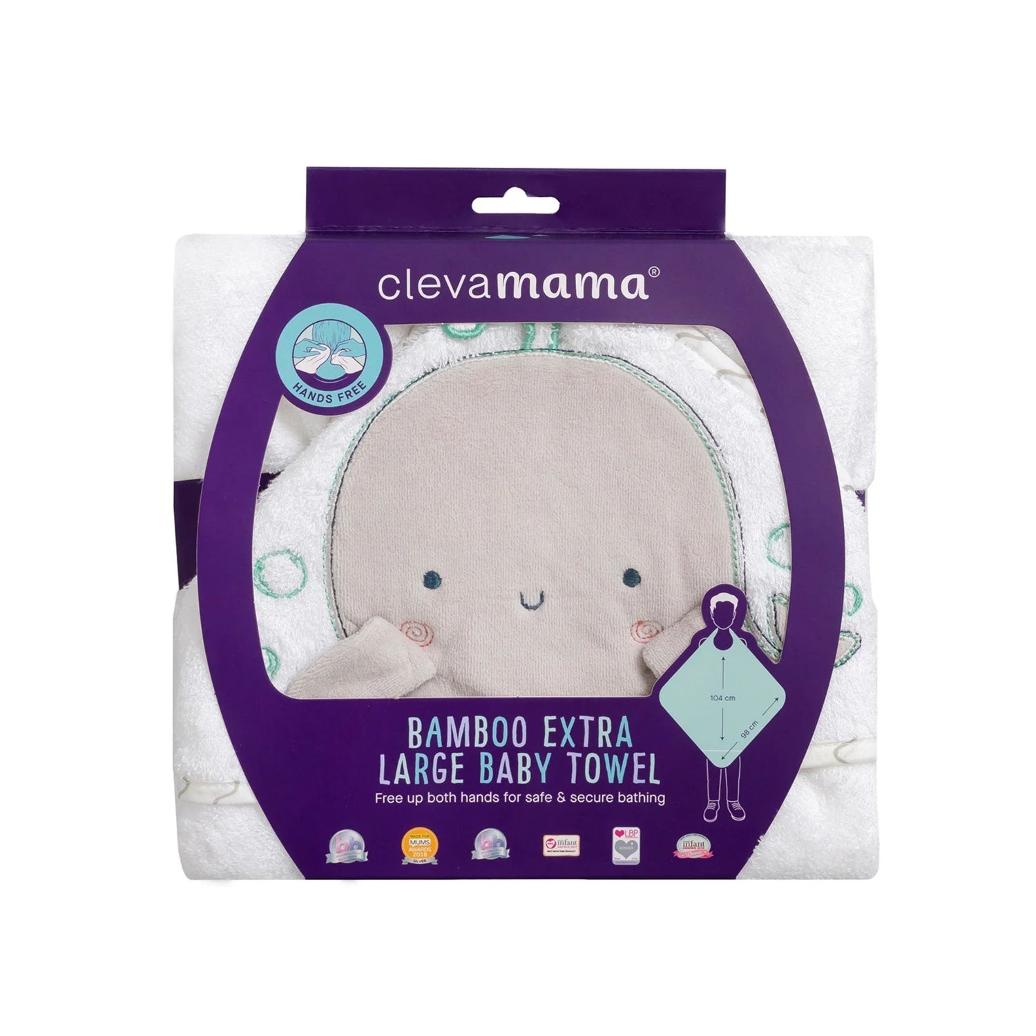 ClevaMama Bamboo Extra Large Apron Baby Bath Towel