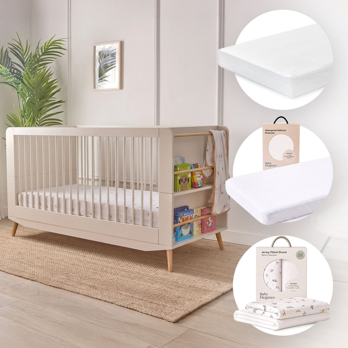 Bandol Cot Bed, Mattress, Sheets &amp; Mattress Protector Bundle